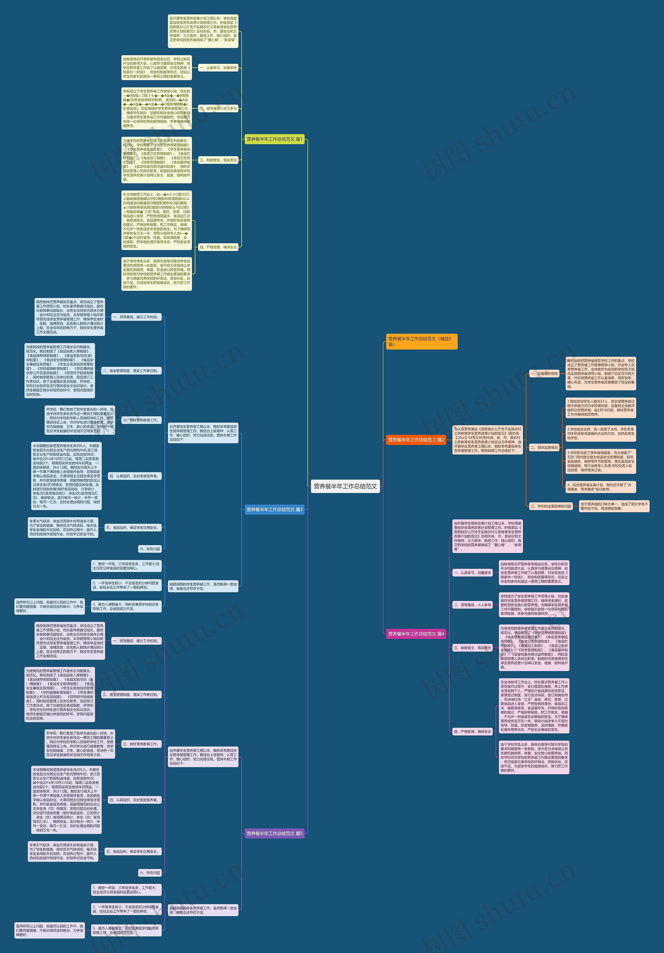 营养餐半年工作总结范文思维导图