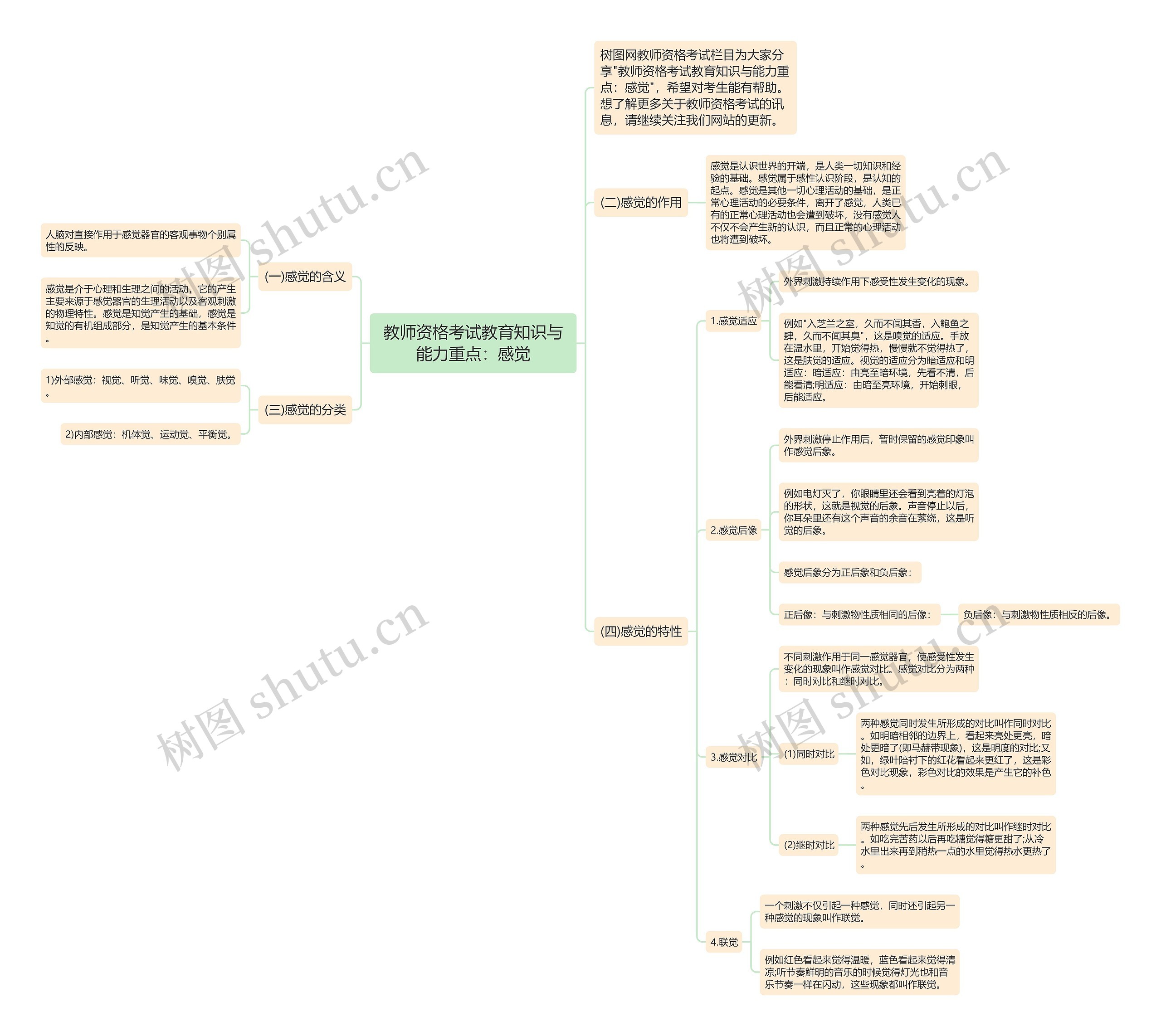 教师资格考试教育知识与能力重点：感觉思维导图