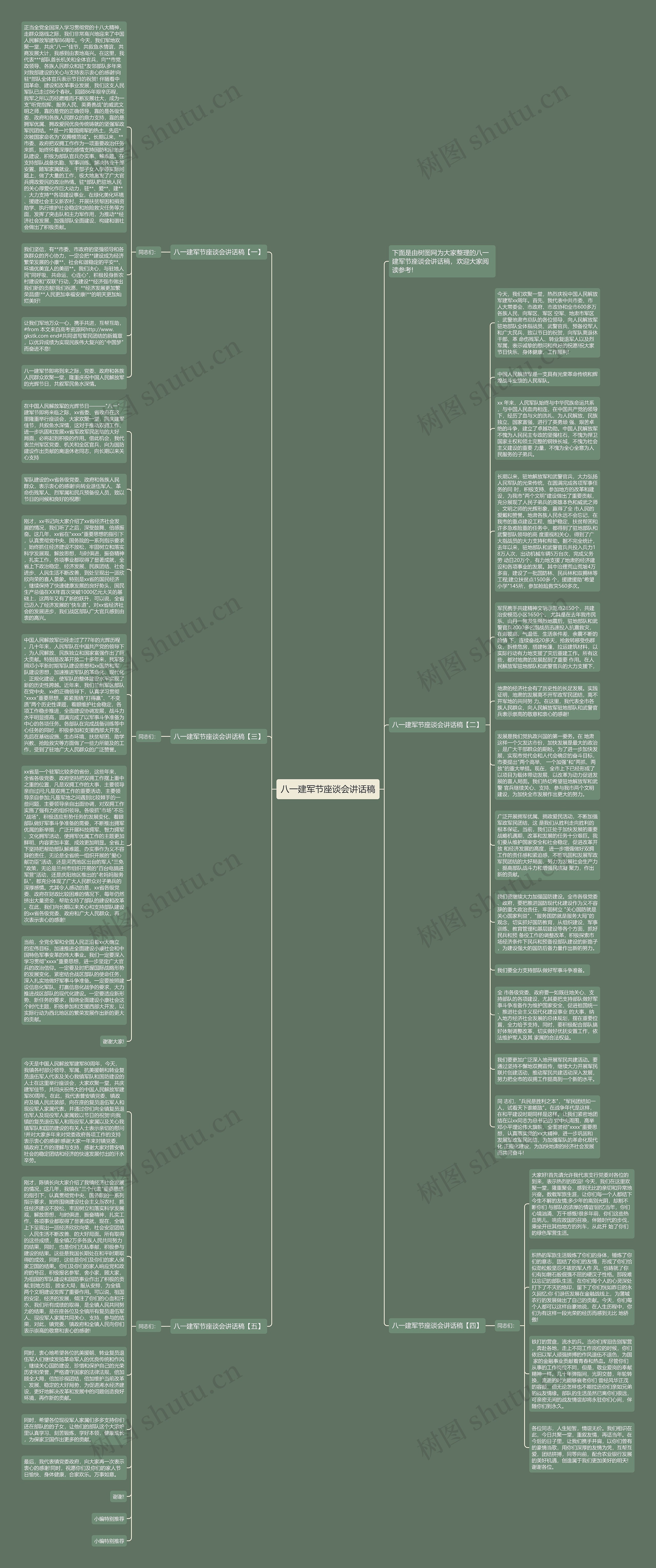 八一建军节座谈会讲话稿思维导图