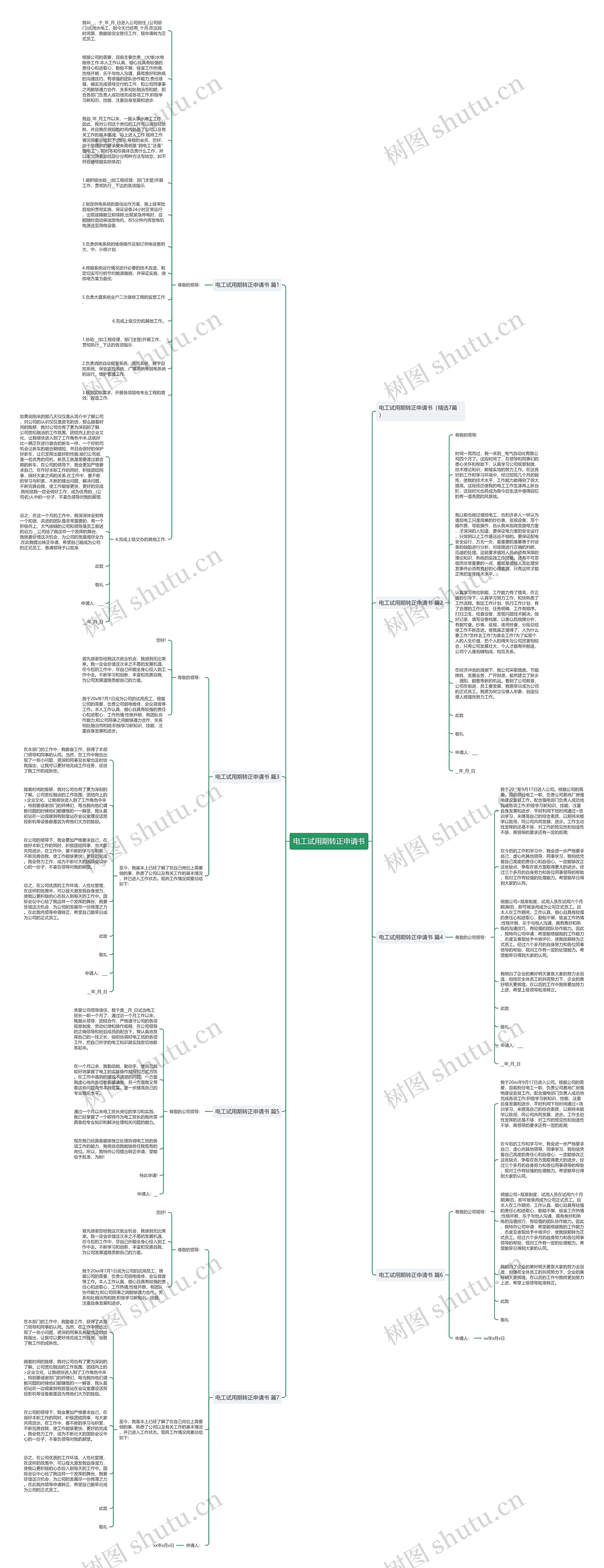 电工试用期转正申请书思维导图
