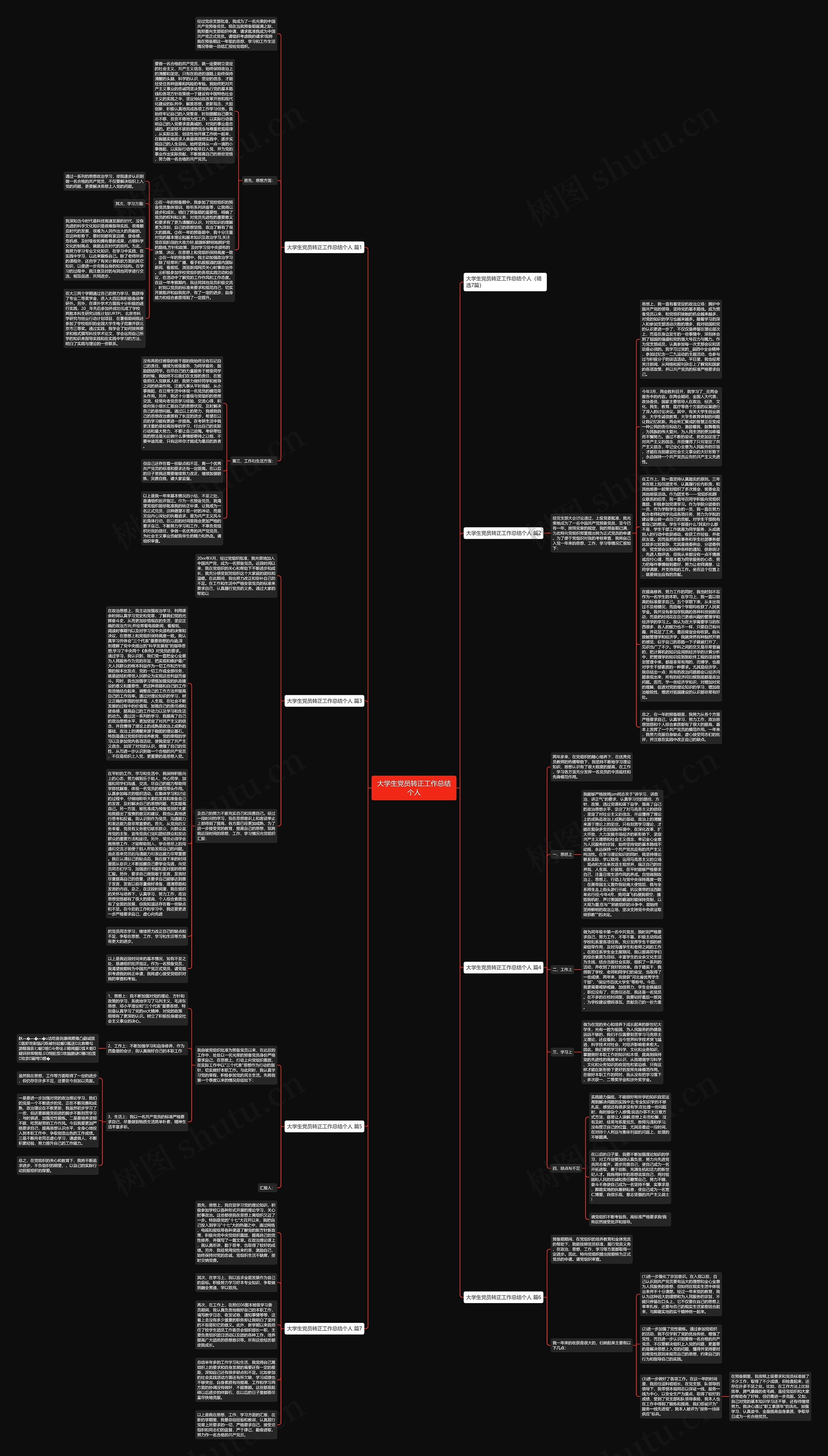 大学生党员转正工作总结个人思维导图