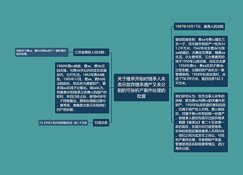 关于继承开始时继承人未表示放弃继承遗产又未分割的可按析产案件处理的批复