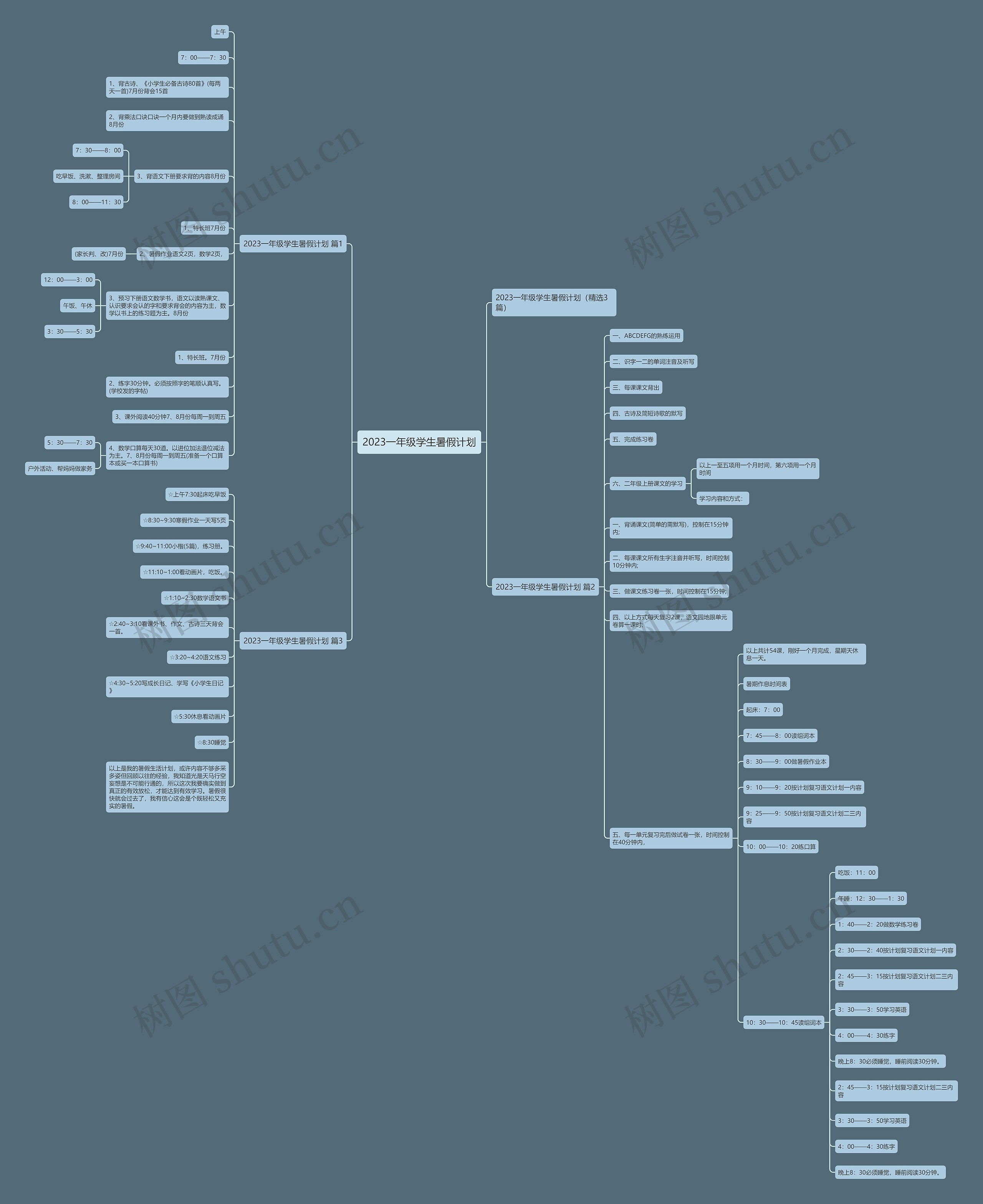 2023一年级学生暑假计划思维导图