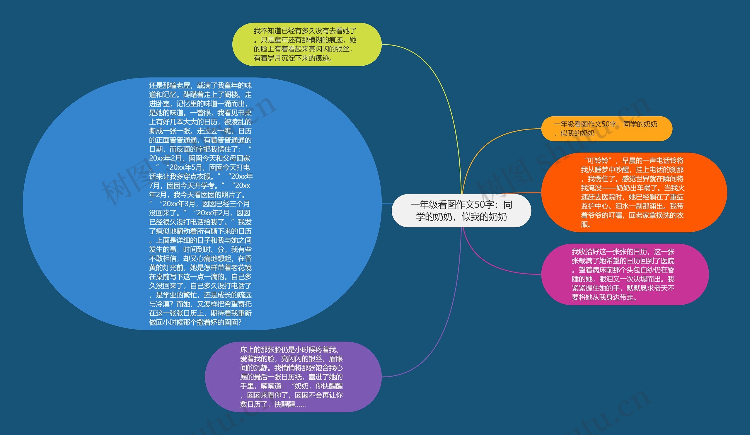 一年级看图作文50字：同学的奶奶，似我的奶奶