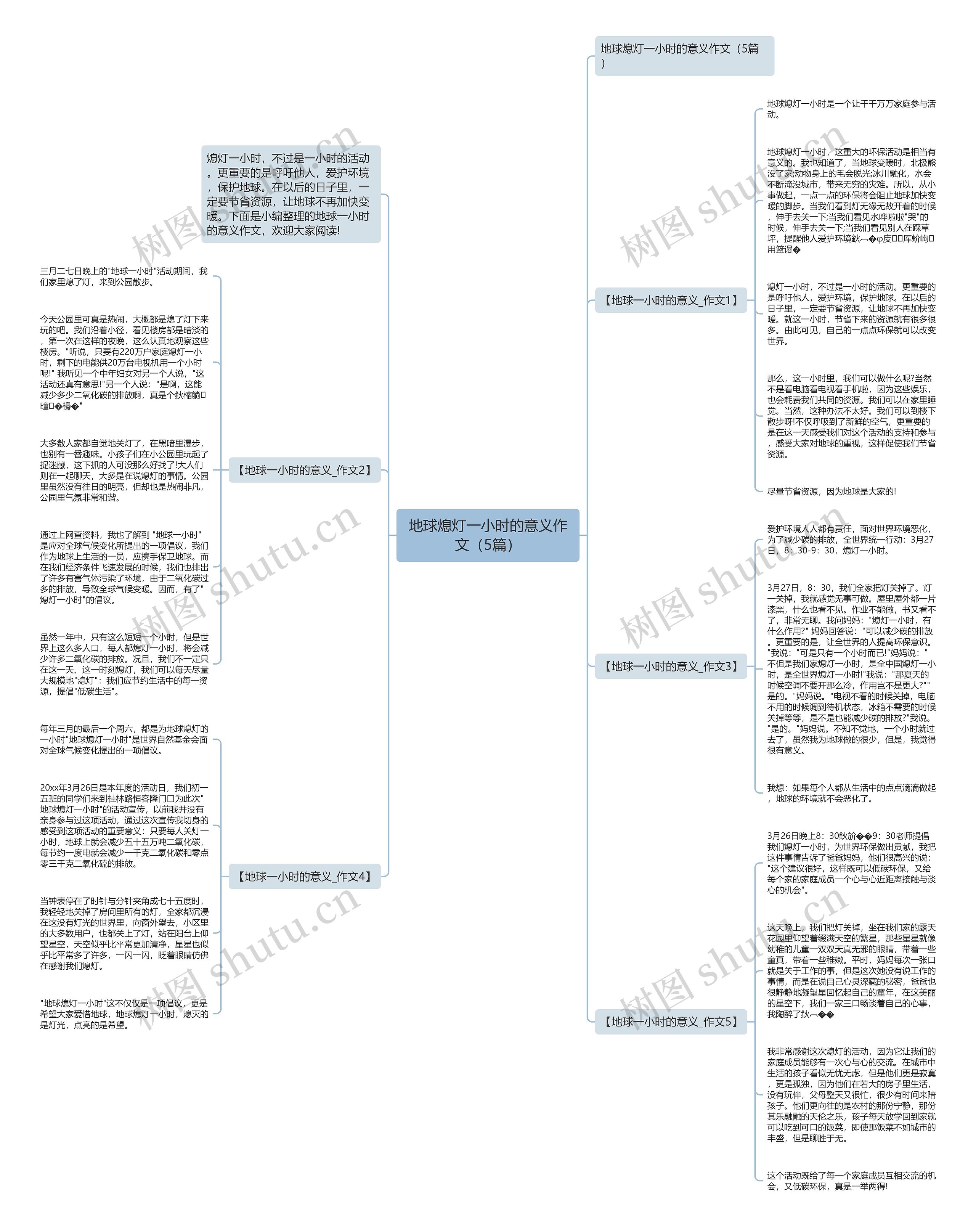 地球熄灯一小时的意义作文（5篇）思维导图