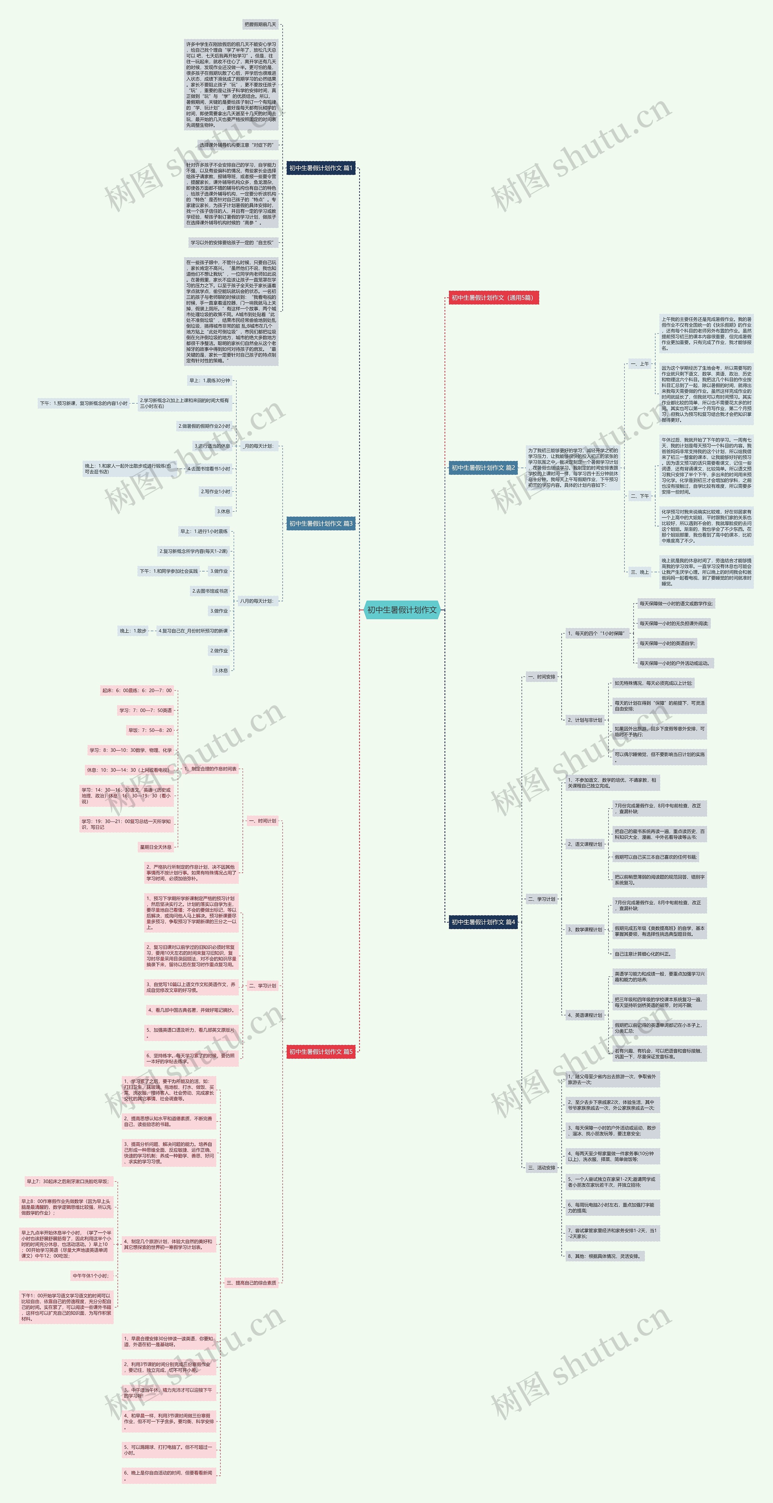 初中生暑假计划作文思维导图
