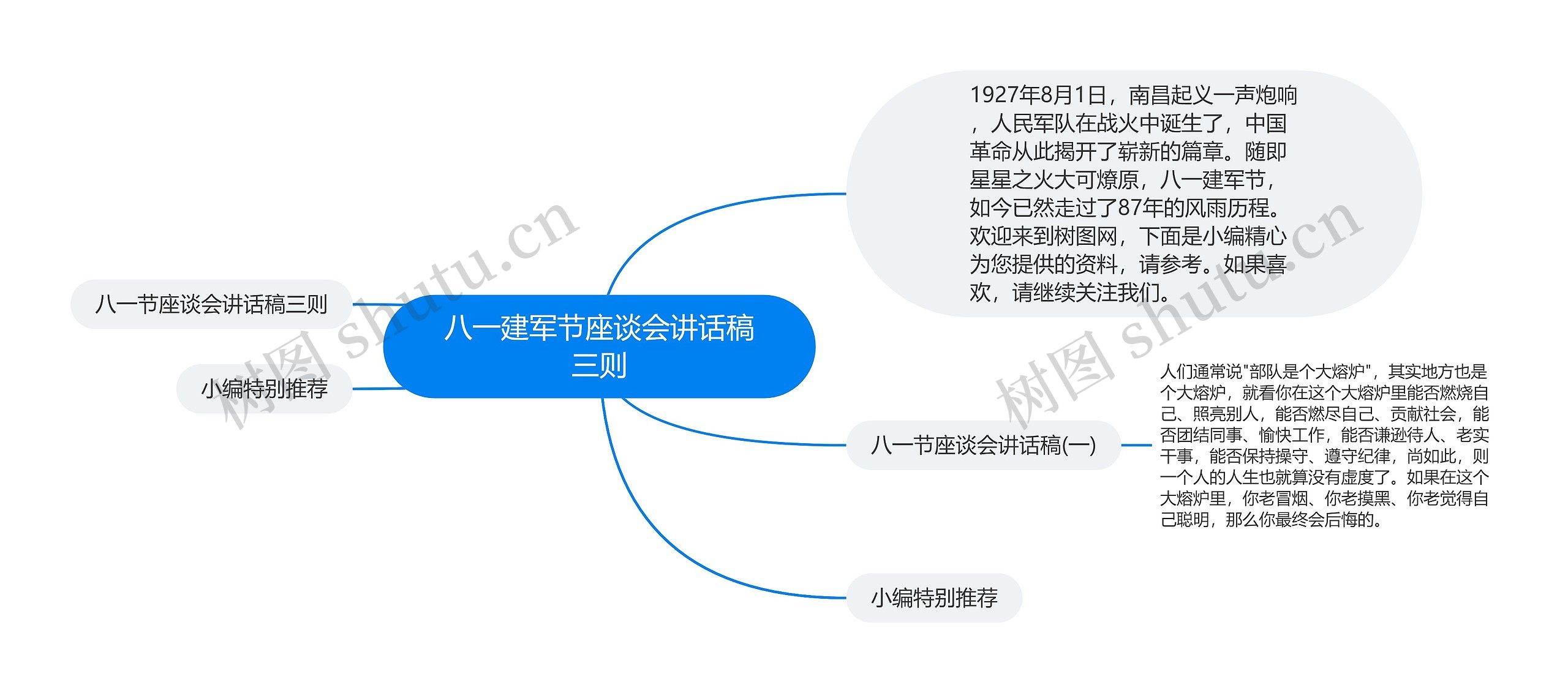 八一建军节座谈会讲话稿三则思维导图