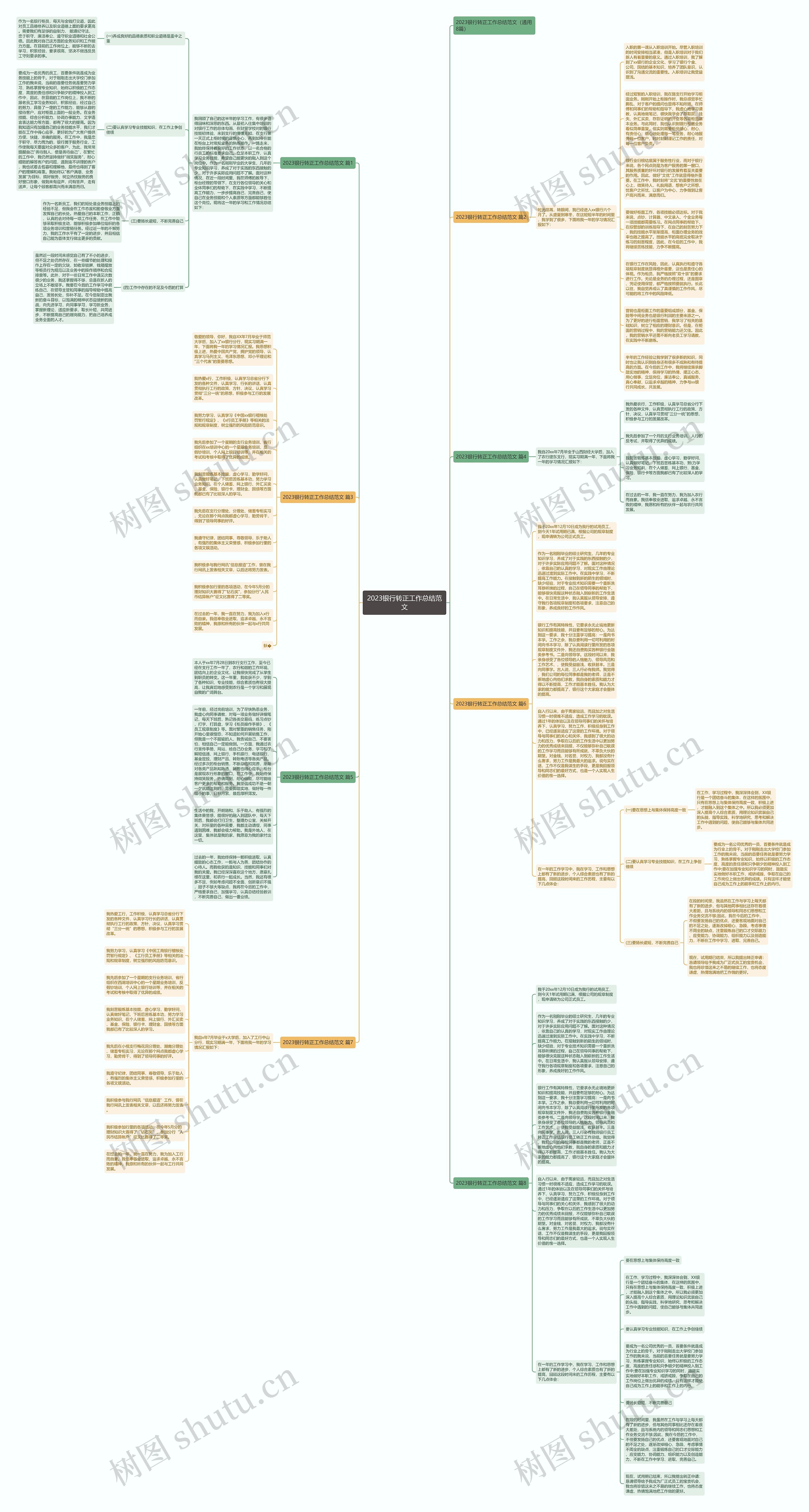 2023银行转正工作总结范文思维导图