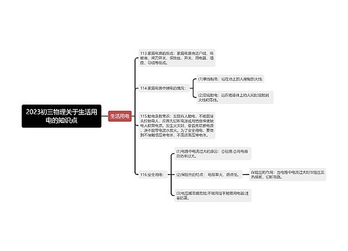 2023初三物理关于生活用电的知识点