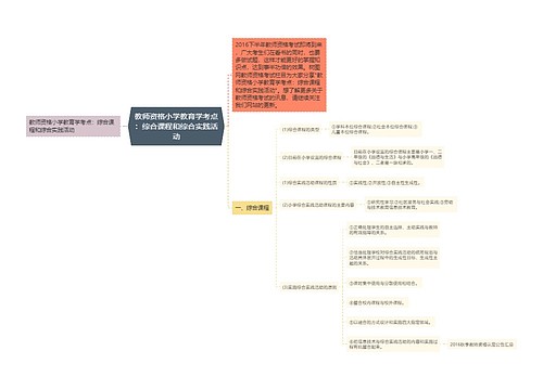 教师资格小学教育学考点：综合课程和综合实践活动