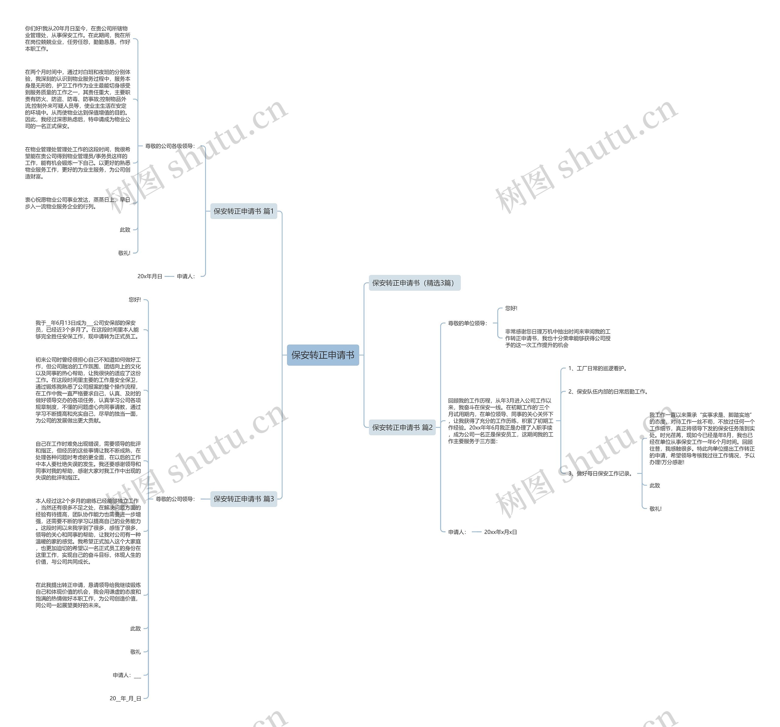 保安转正申请书思维导图