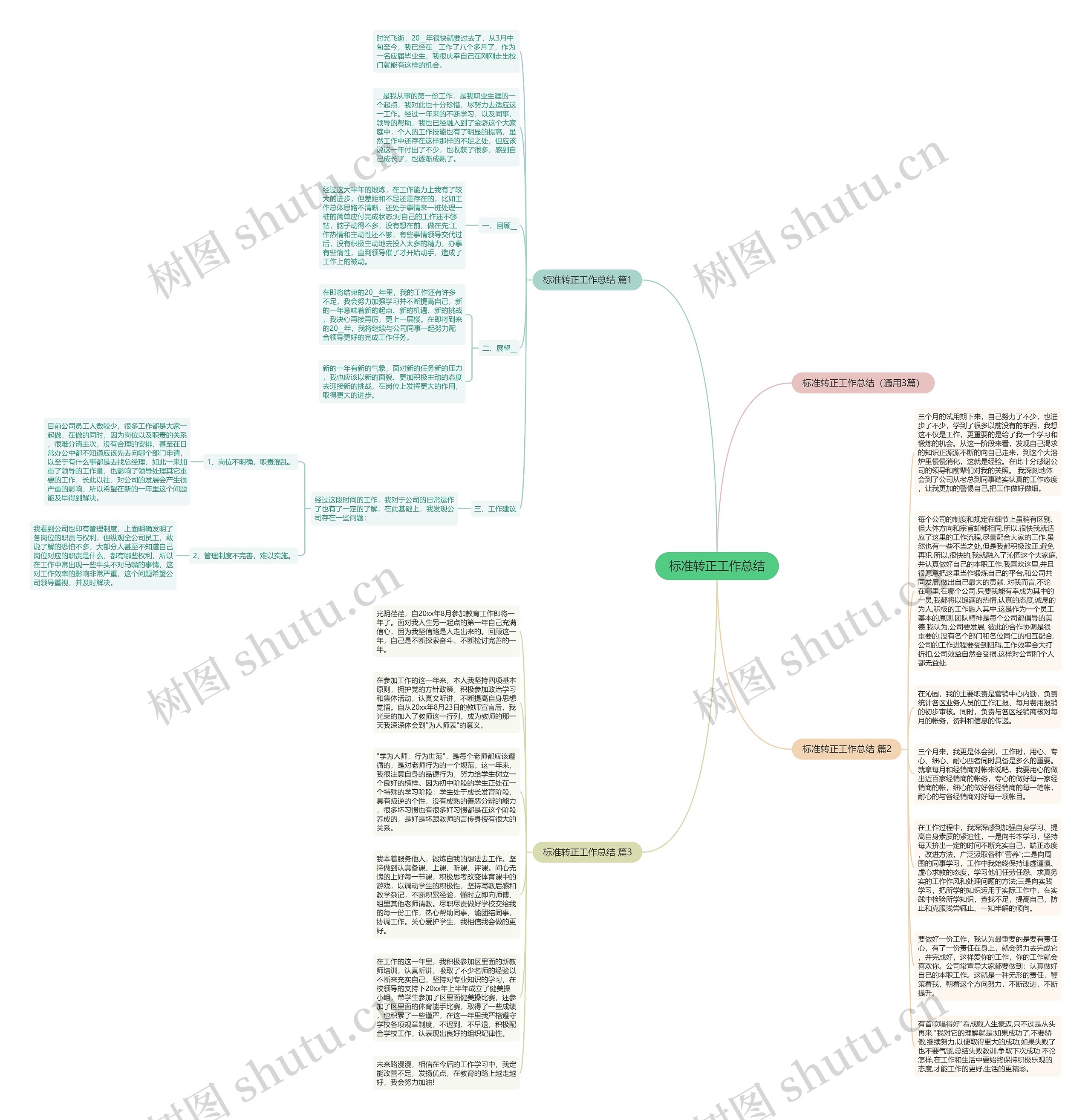 标准转正工作总结思维导图