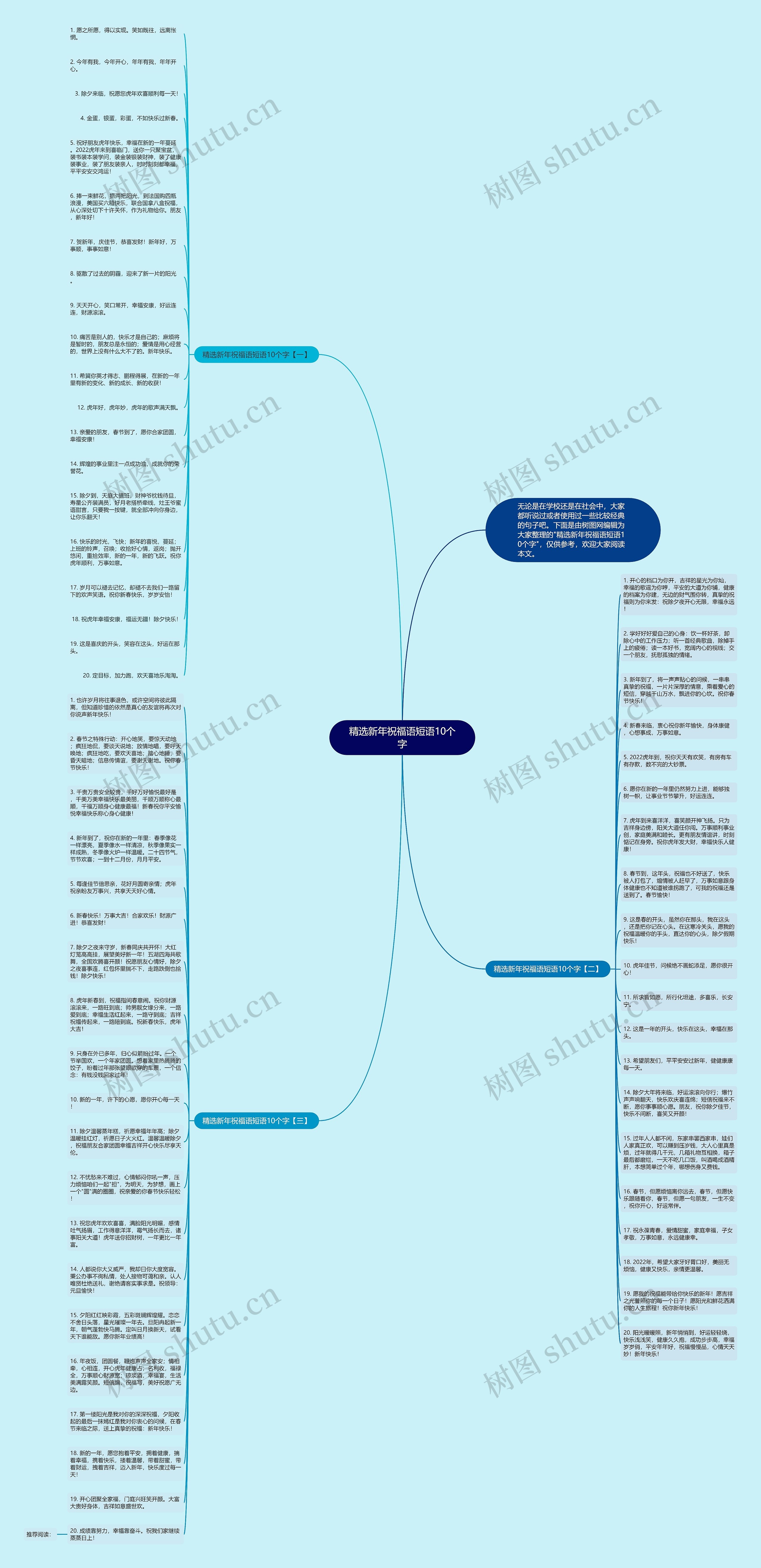 精选新年祝福语短语10个字思维导图