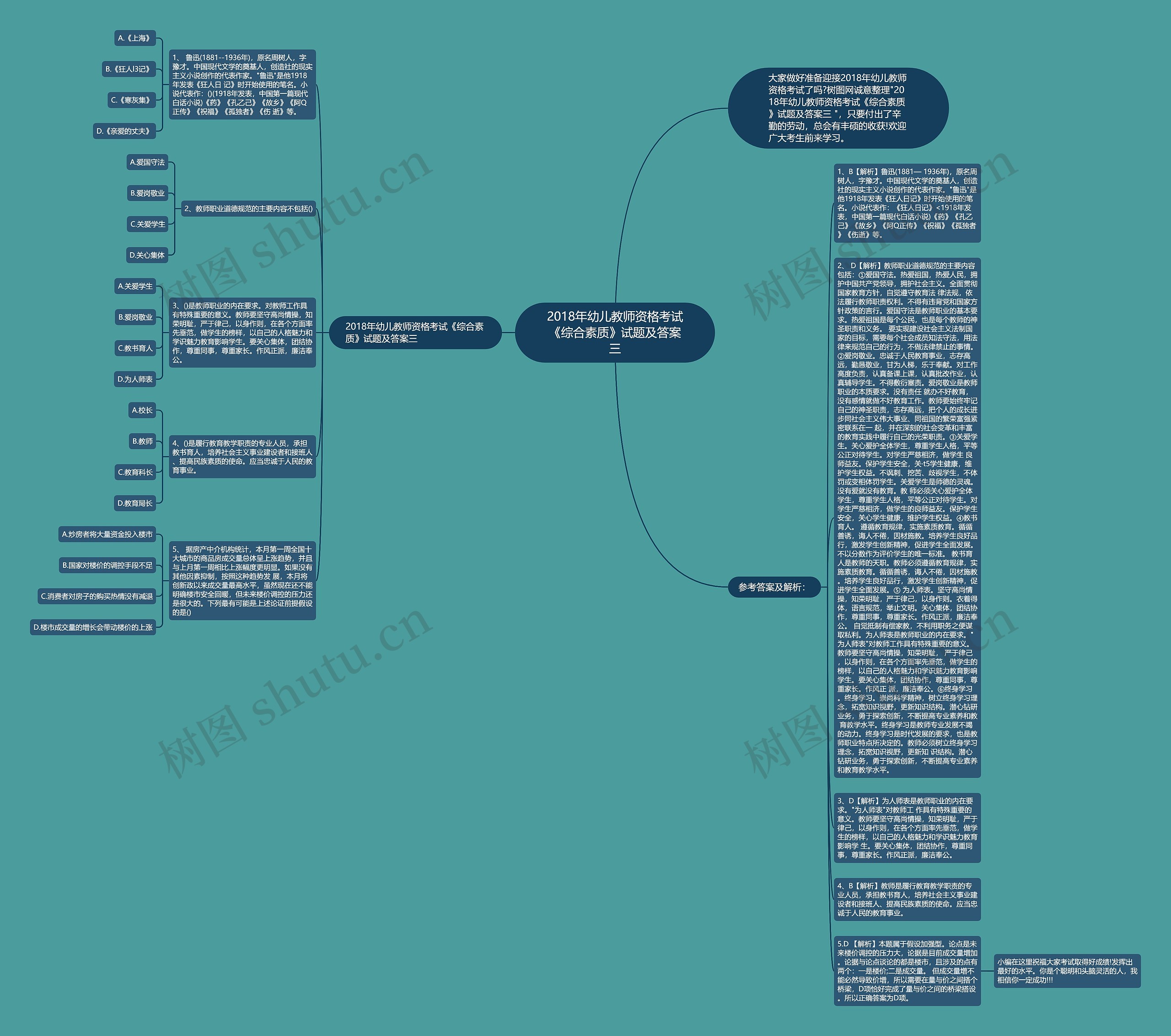 2018年幼儿教师资格考试《综合素质》试题及答案三思维导图