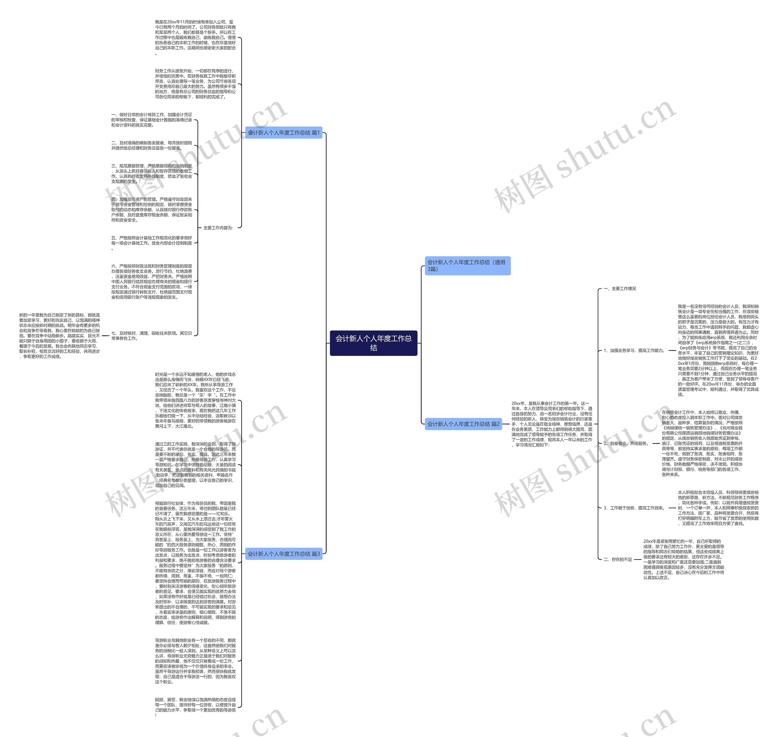 会计新人个人年度工作总结思维导图