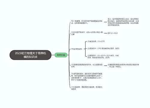 2023初三物理关于简单机械的知识点