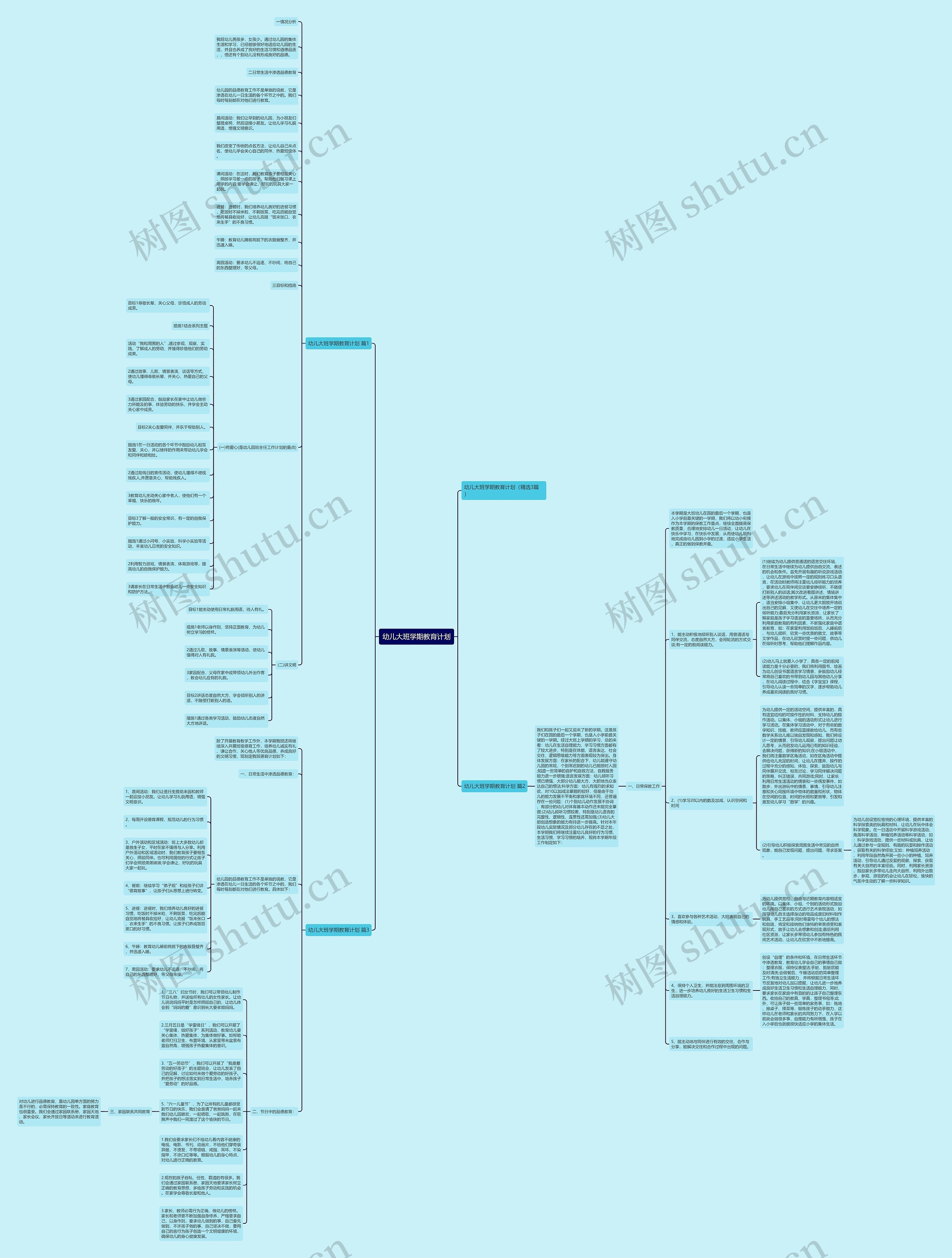 幼儿大班学期教育计划思维导图