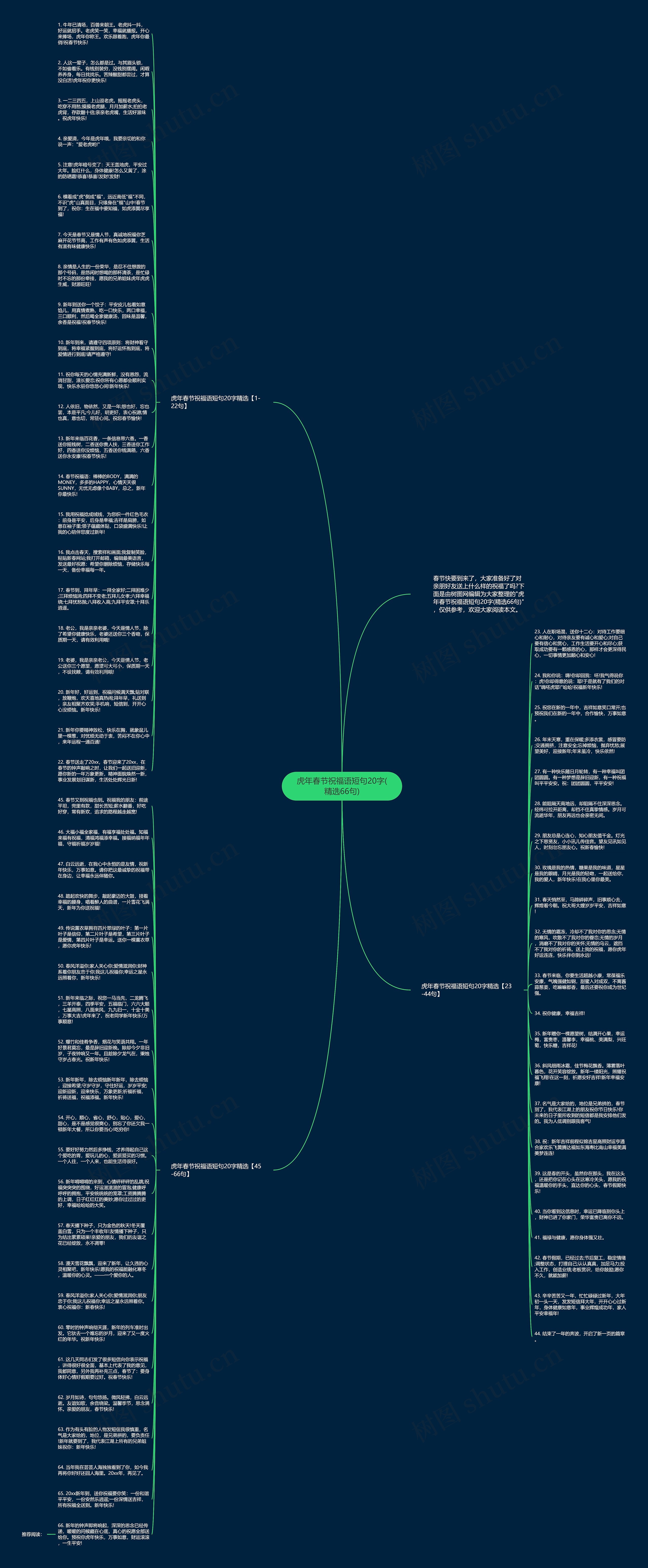 虎年春节祝福语短句20字(精选66句)思维导图