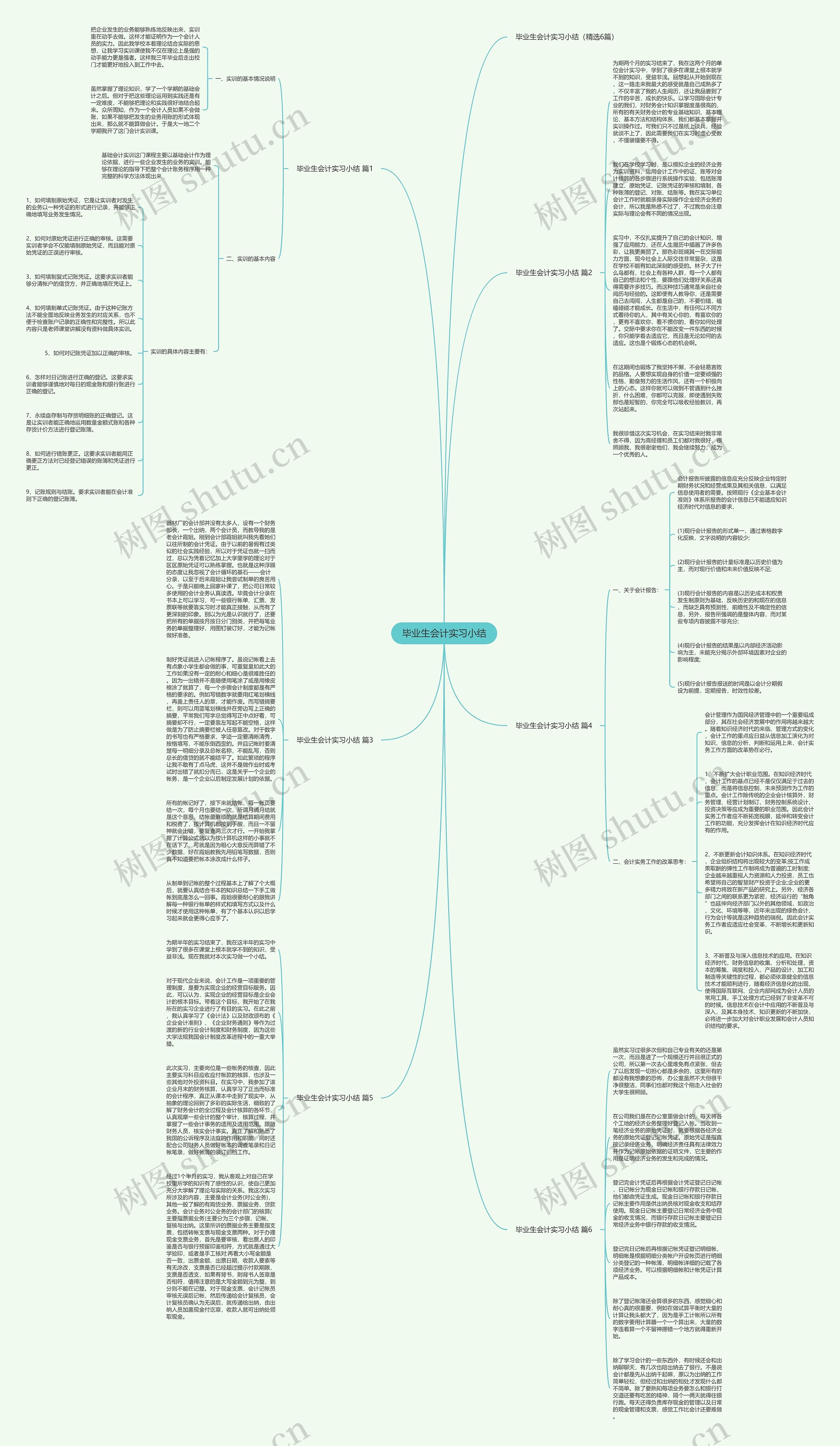 毕业生会计实习小结思维导图