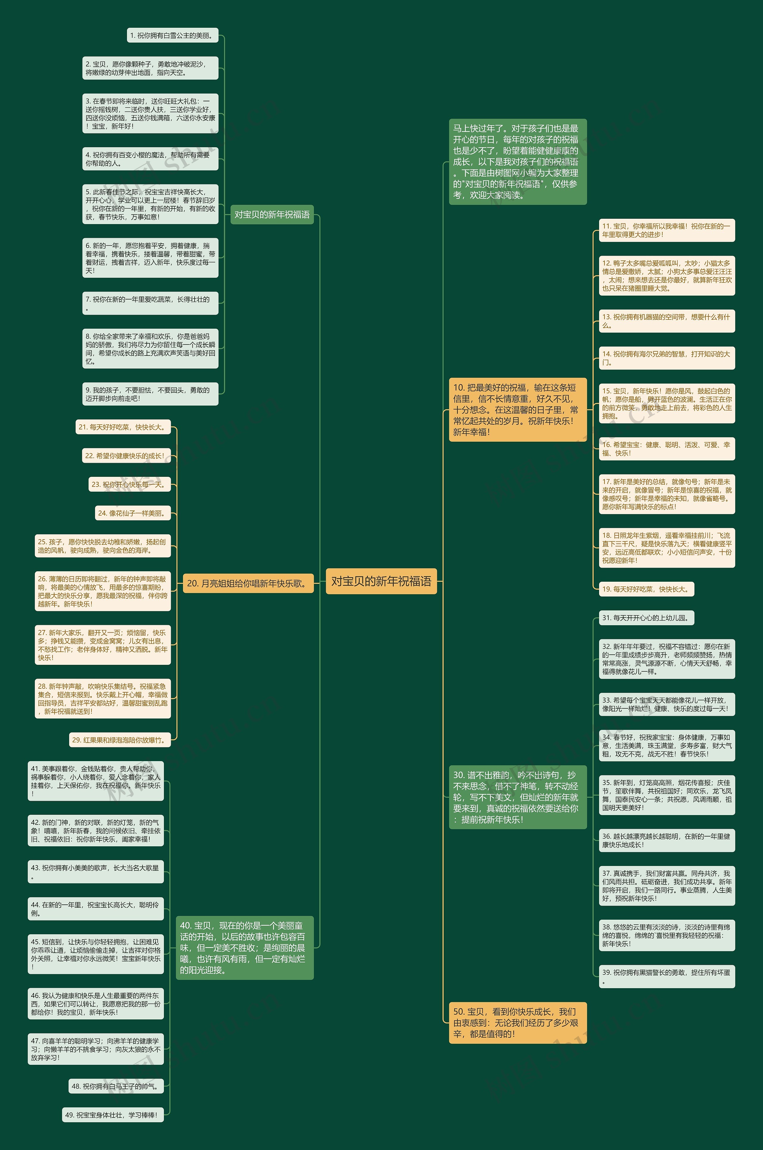 对宝贝的新年祝福语思维导图