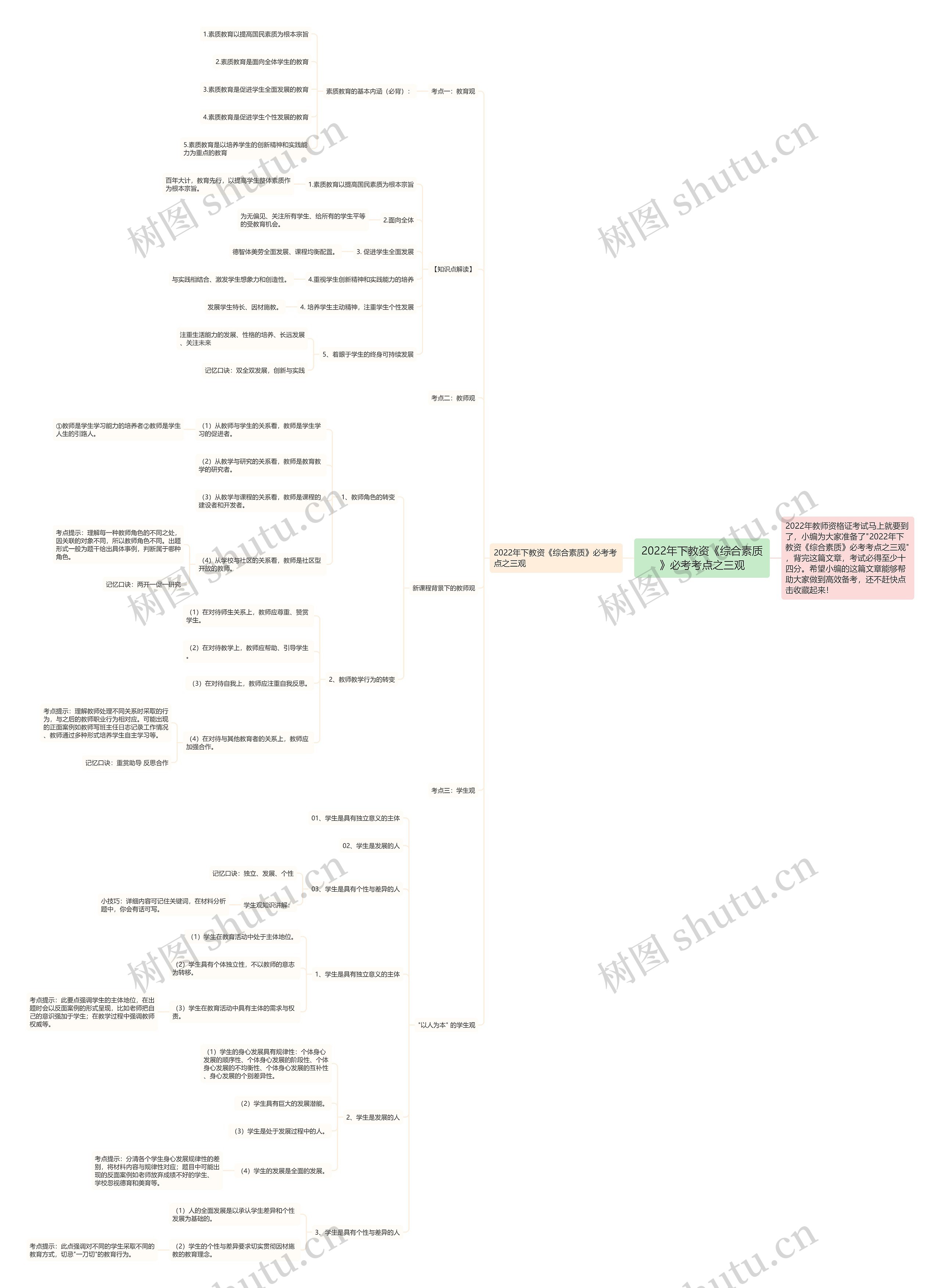 2022年下教资《综合素质》必考考点之三观思维导图