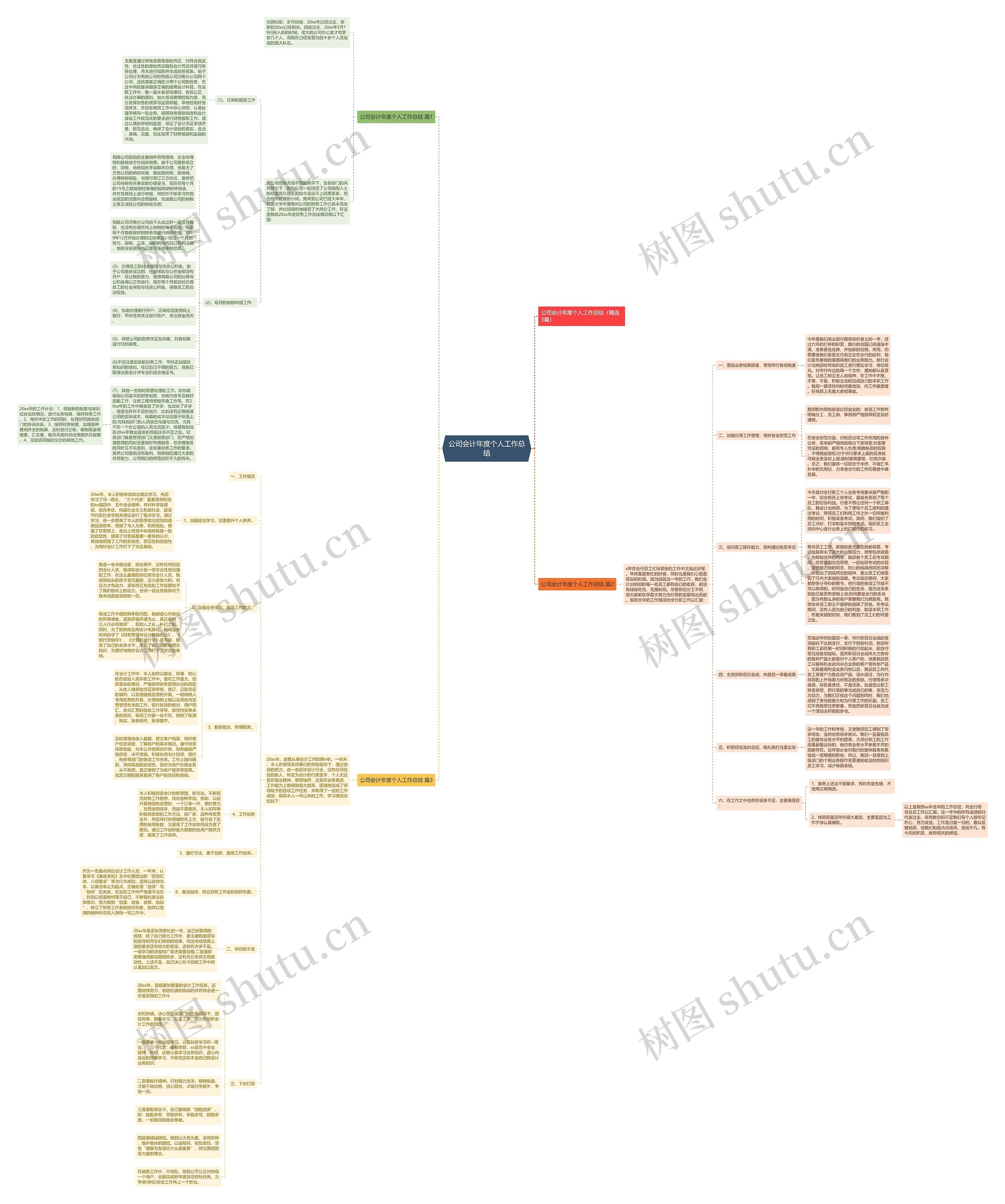 公司会计年度个人工作总结思维导图