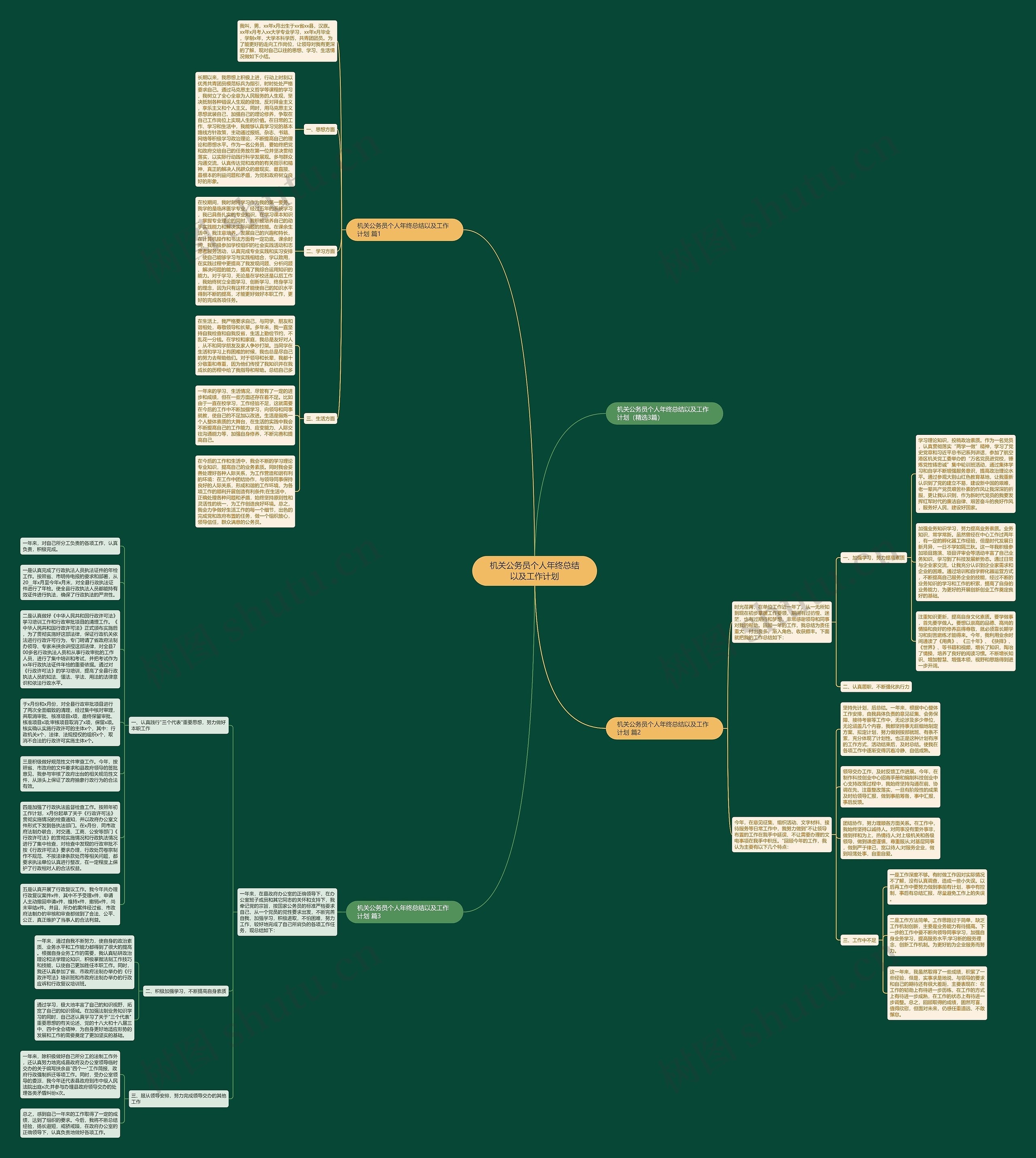 机关公务员个人年终总结以及工作计划思维导图