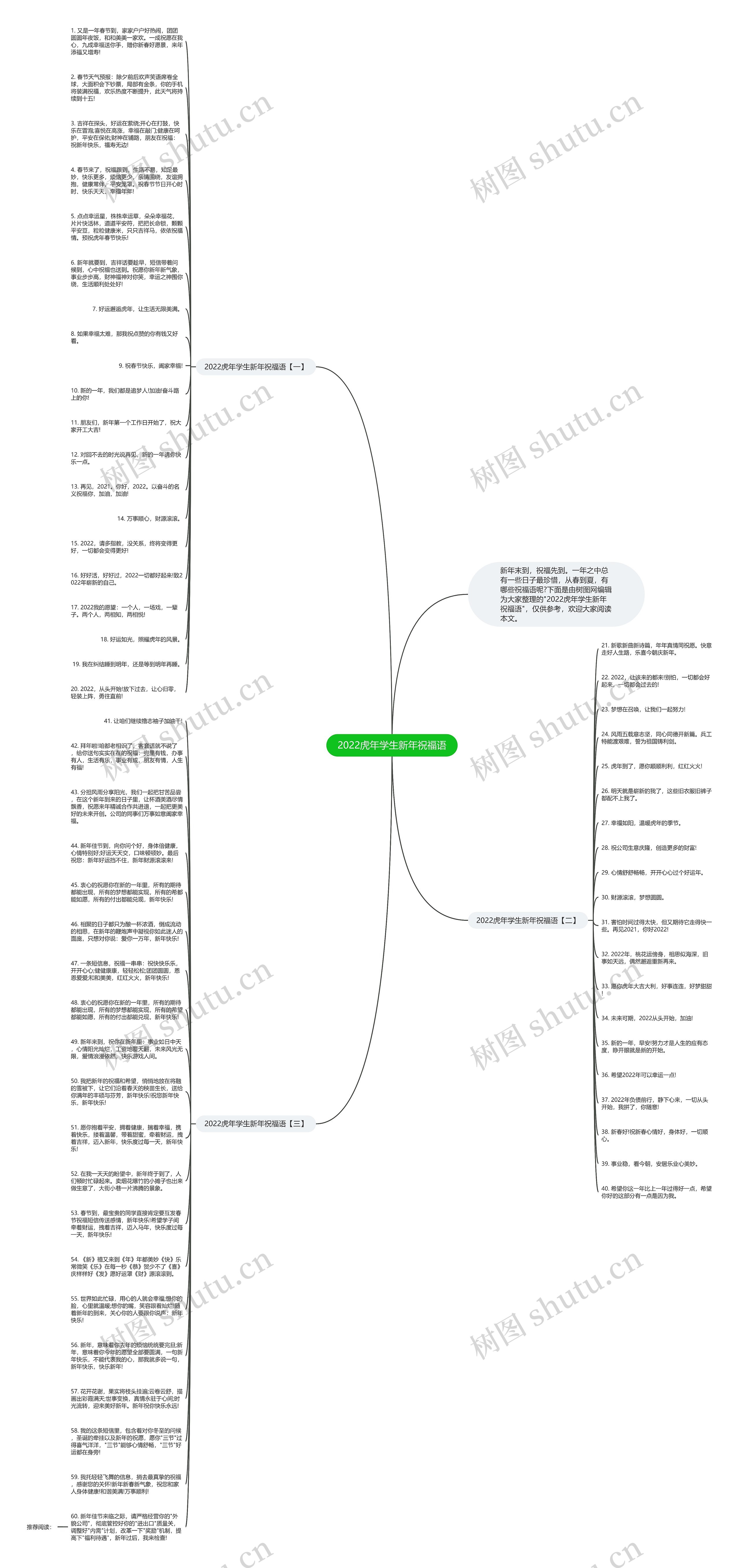 2022虎年学生新年祝福语思维导图高清图 2022虎年学生新年祝福语思维导图