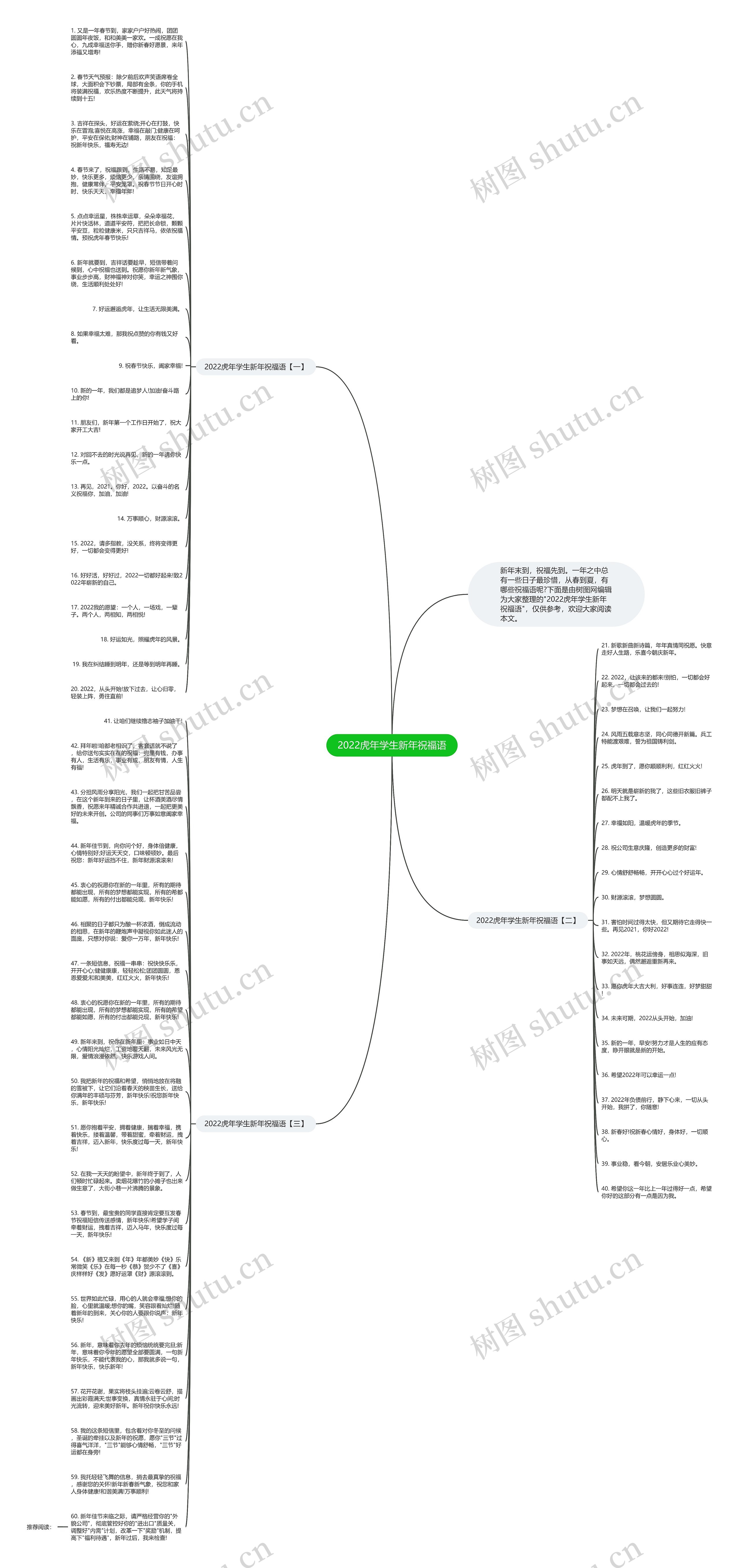 2022虎年学生新年祝福语思维导图
