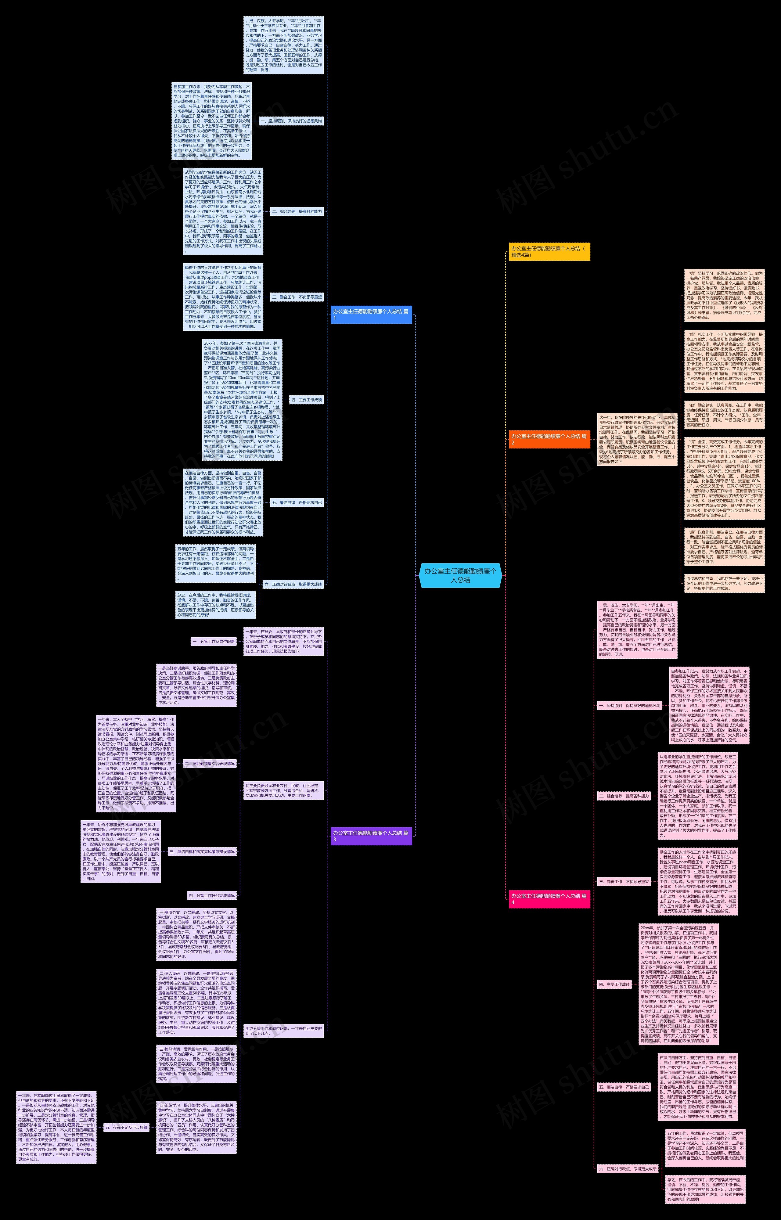 办公室主任德能勤绩廉个人总结思维导图