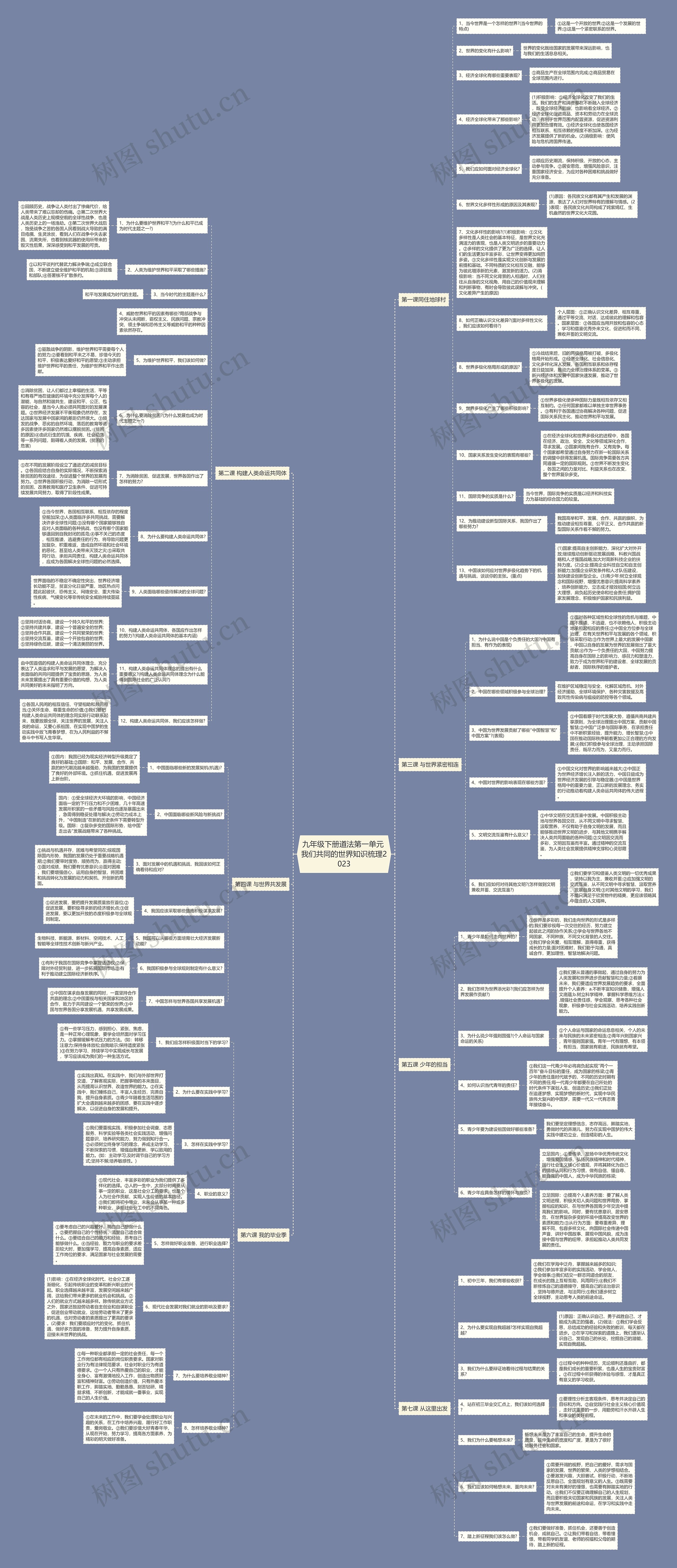 九年级下册道法第一单元 我们共同的世界知识梳理2023思维导图
