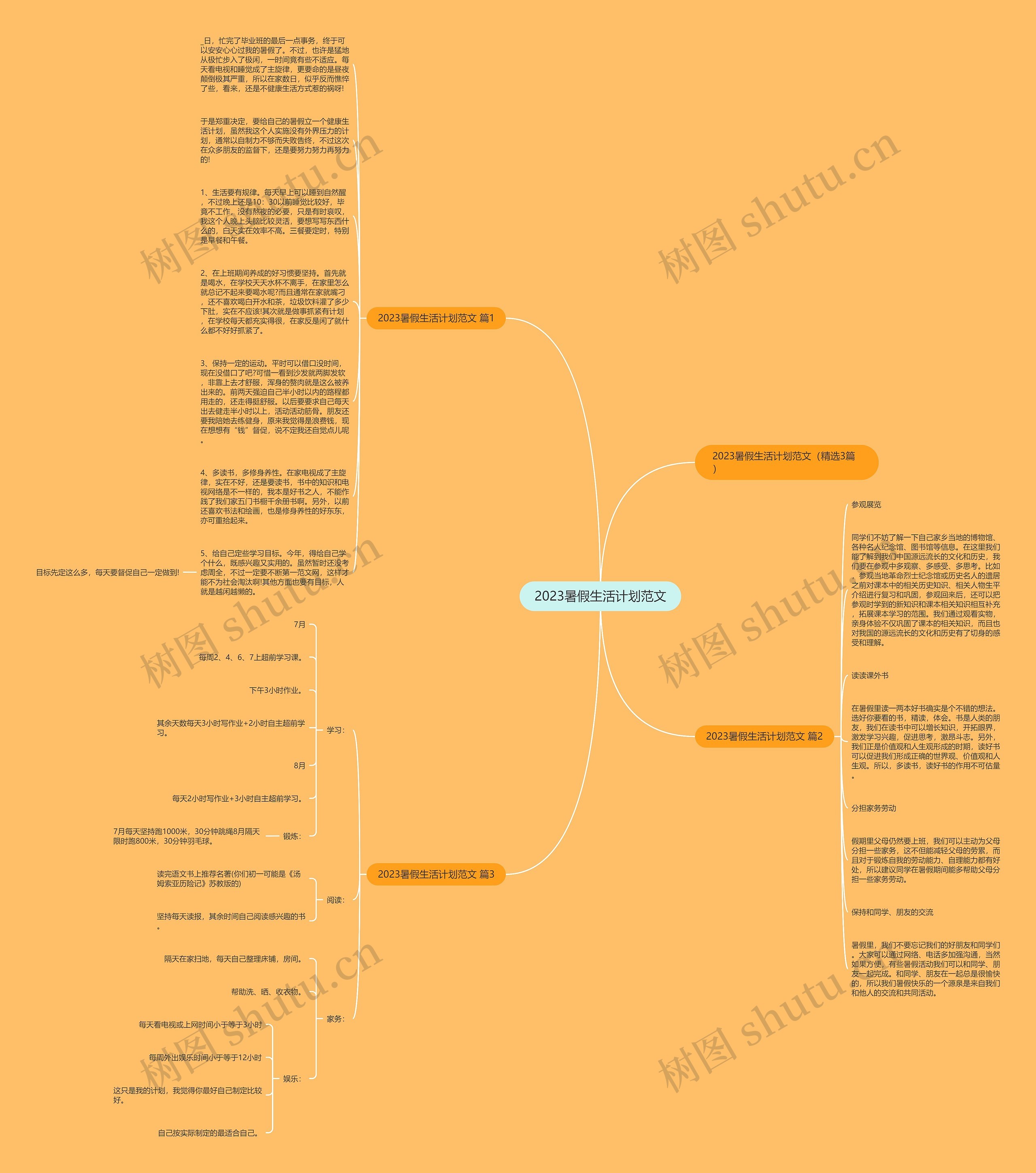 2023暑假生活计划范文思维导图