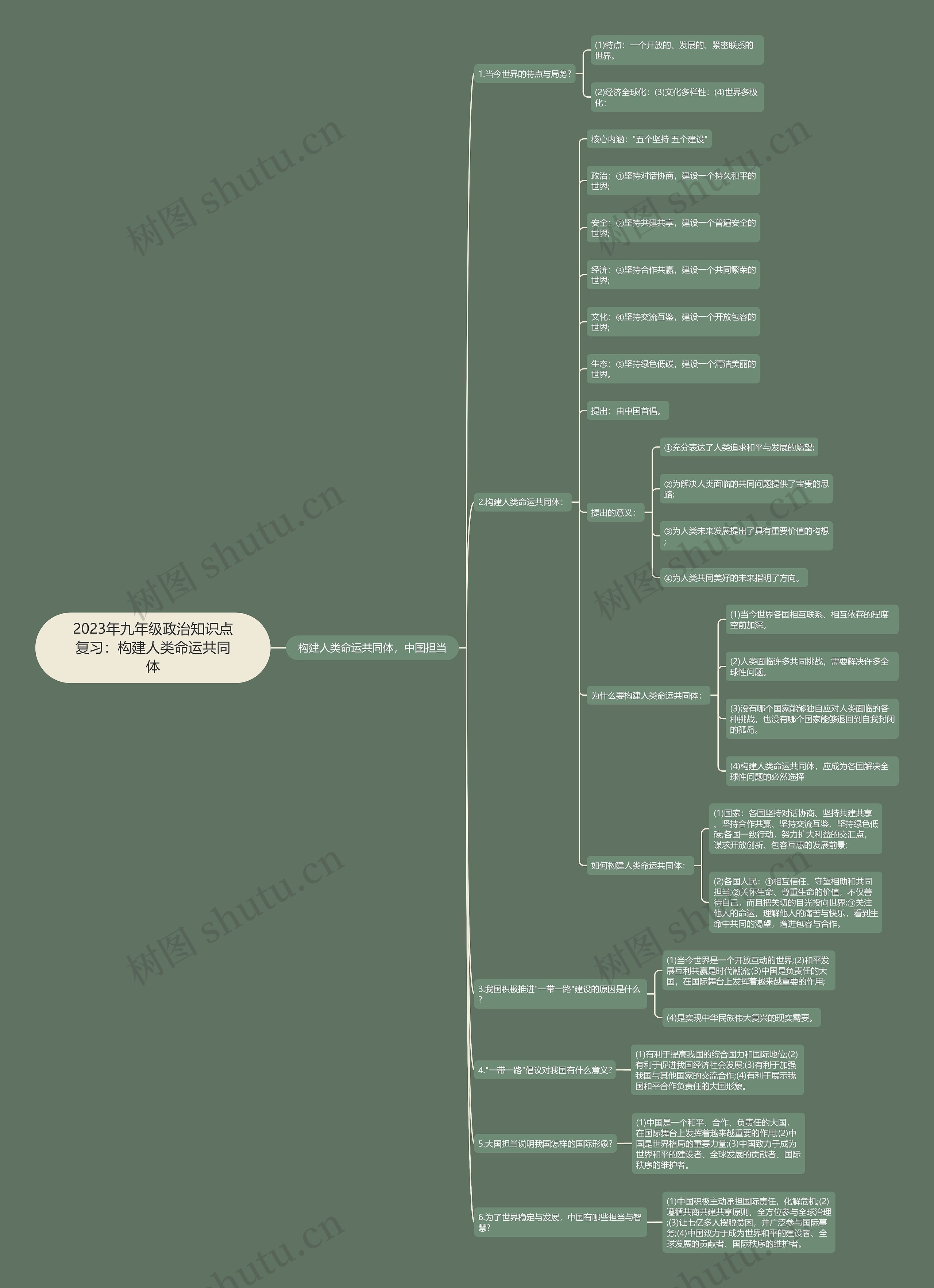 2023年九年级政治知识点复习：构建人类命运共同体思维导图