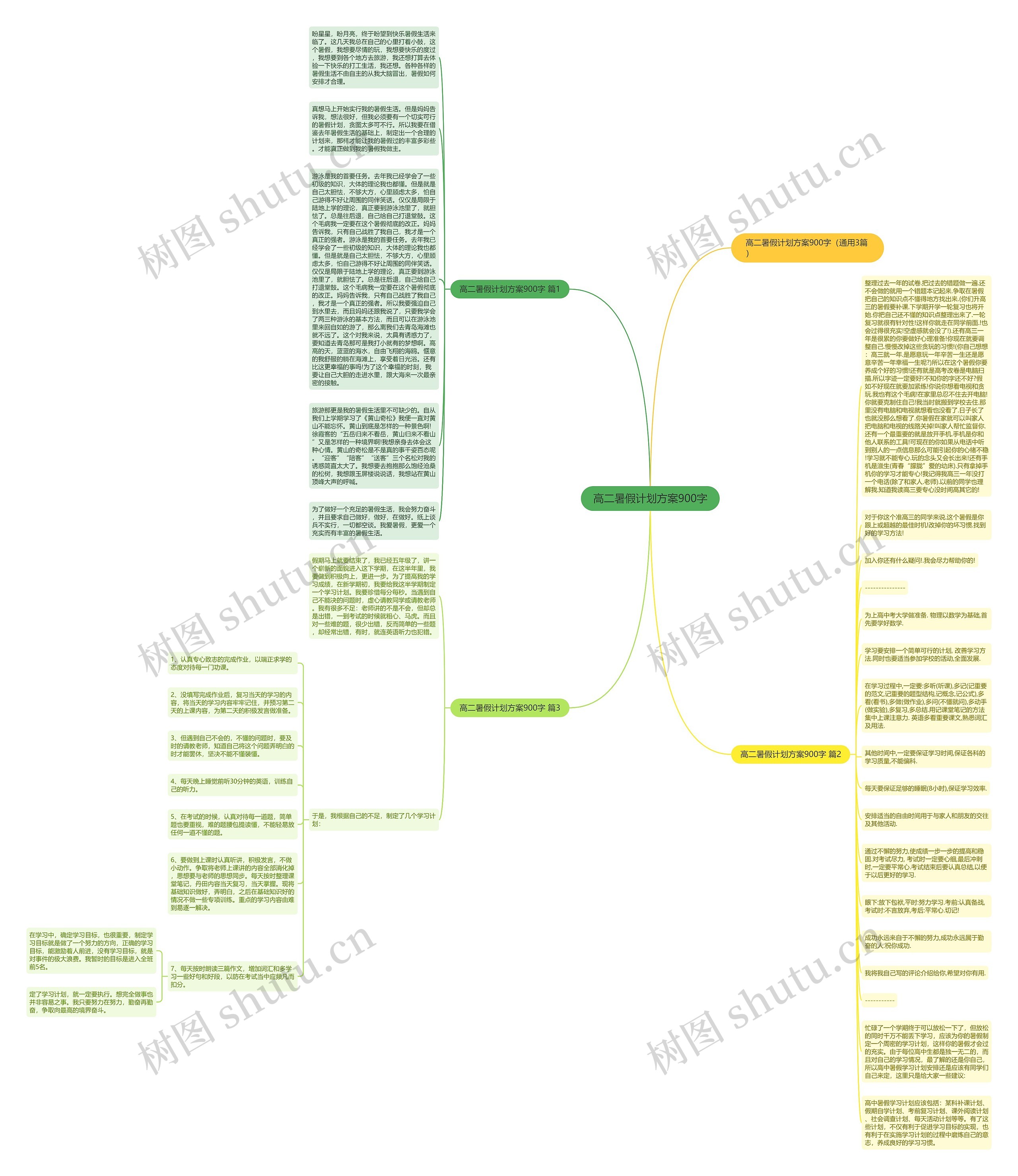 高二暑假计划方案900字思维导图