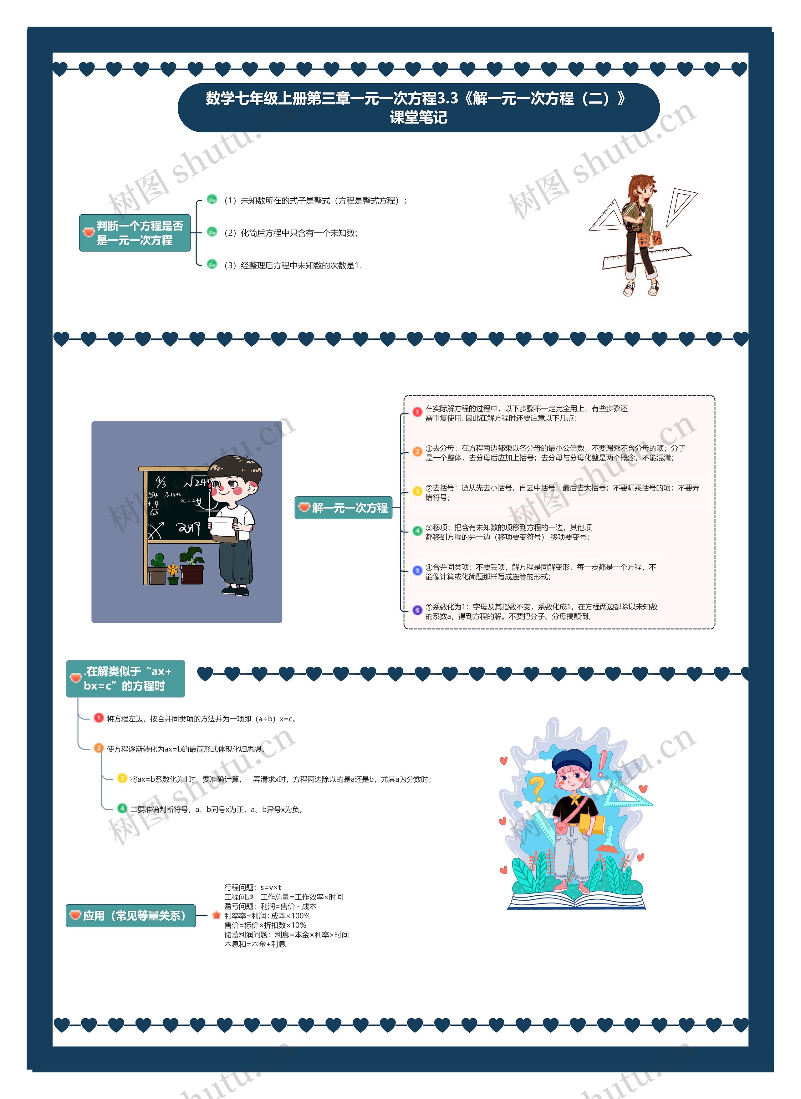 数学七年级上册第三章一元一次方程3.3《解一元一次方程（二）》课堂笔记