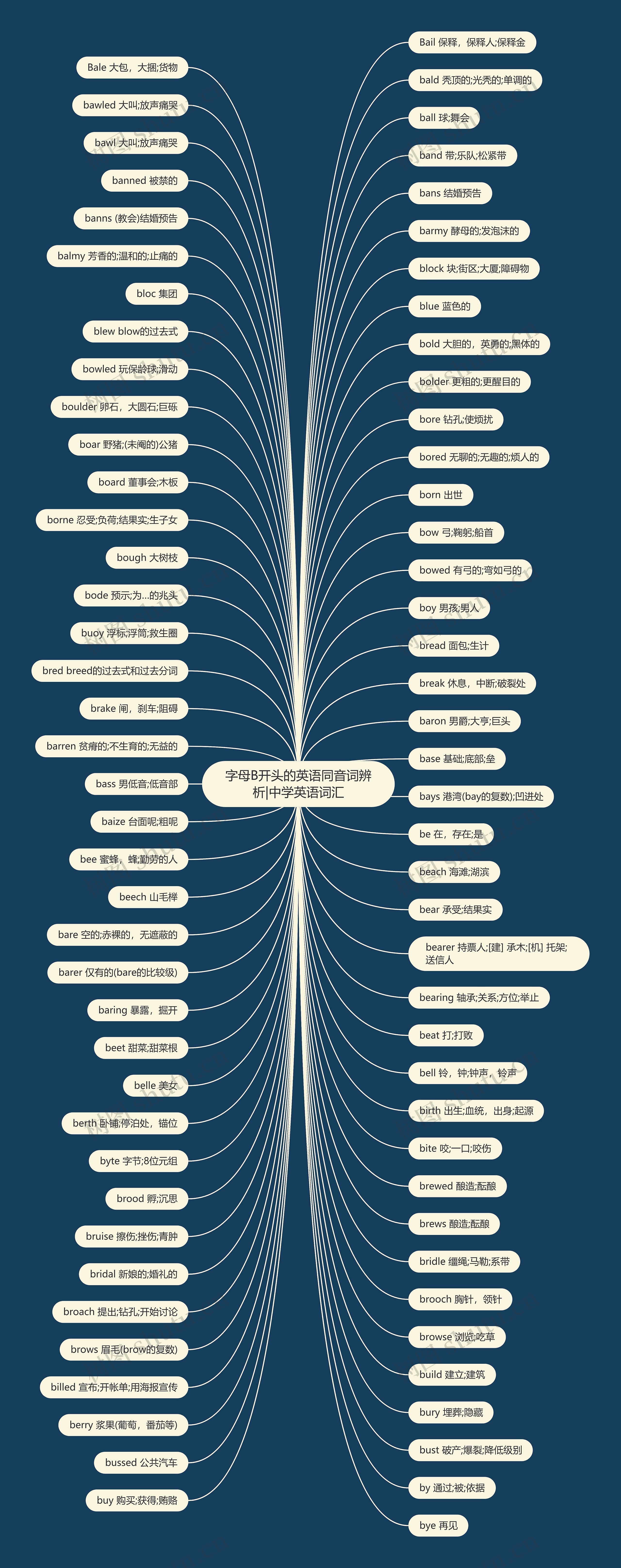 字母B开头的英语同音词辨析|中学英语词汇思维导图