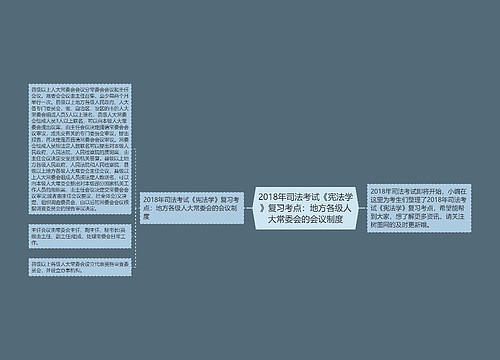 2018年司法考试《宪法学》复习考点：地方各级人大常委会的会议制度