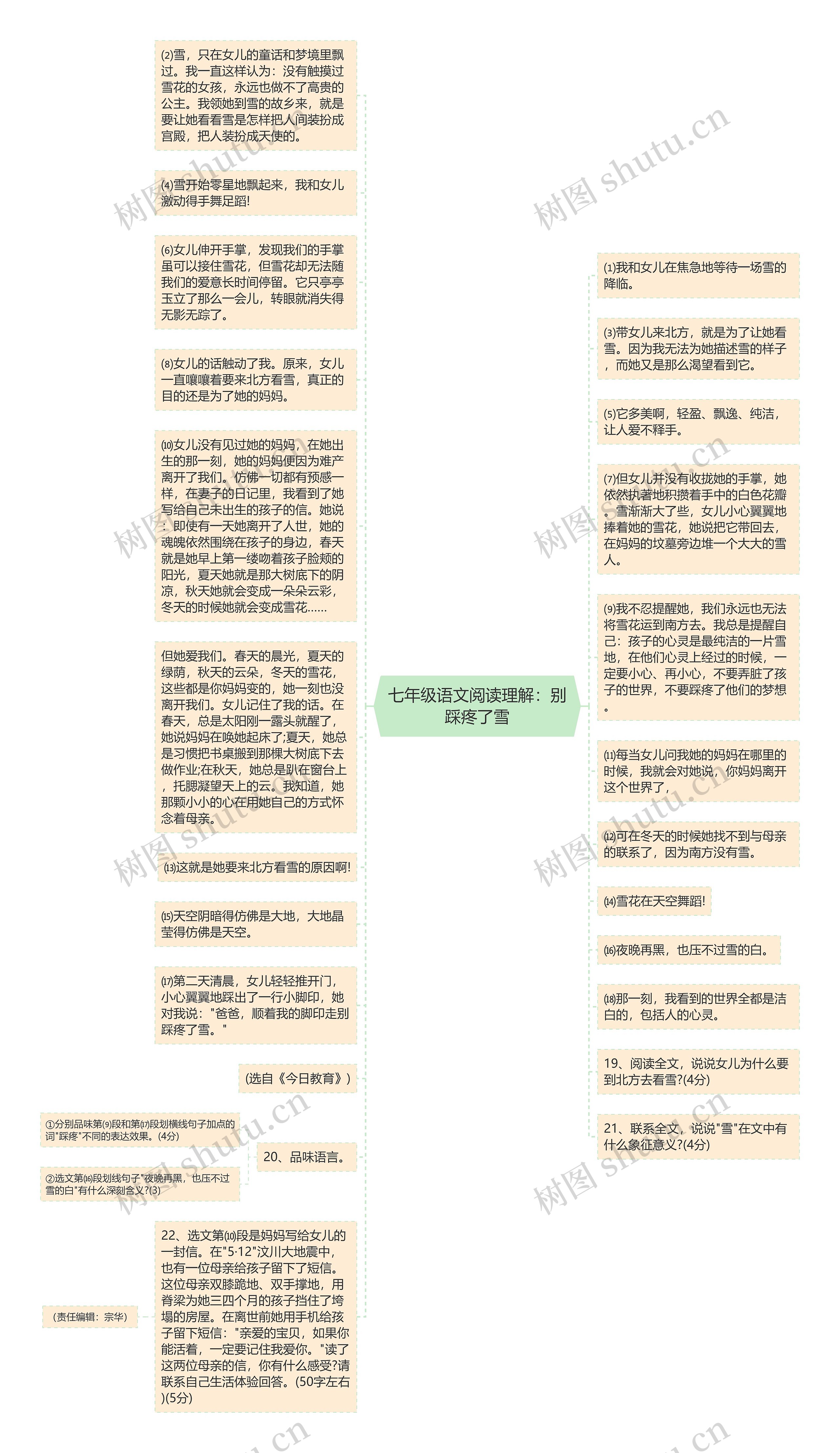 七年级语文阅读理解：别踩疼了雪思维导图