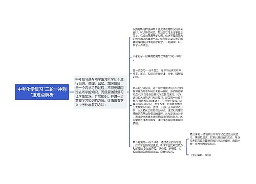 中考化学复习"三轮一冲刺"重难点解析