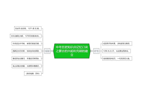 中考历史知识点记忆口诀之蒙古的兴起和元朝的建立