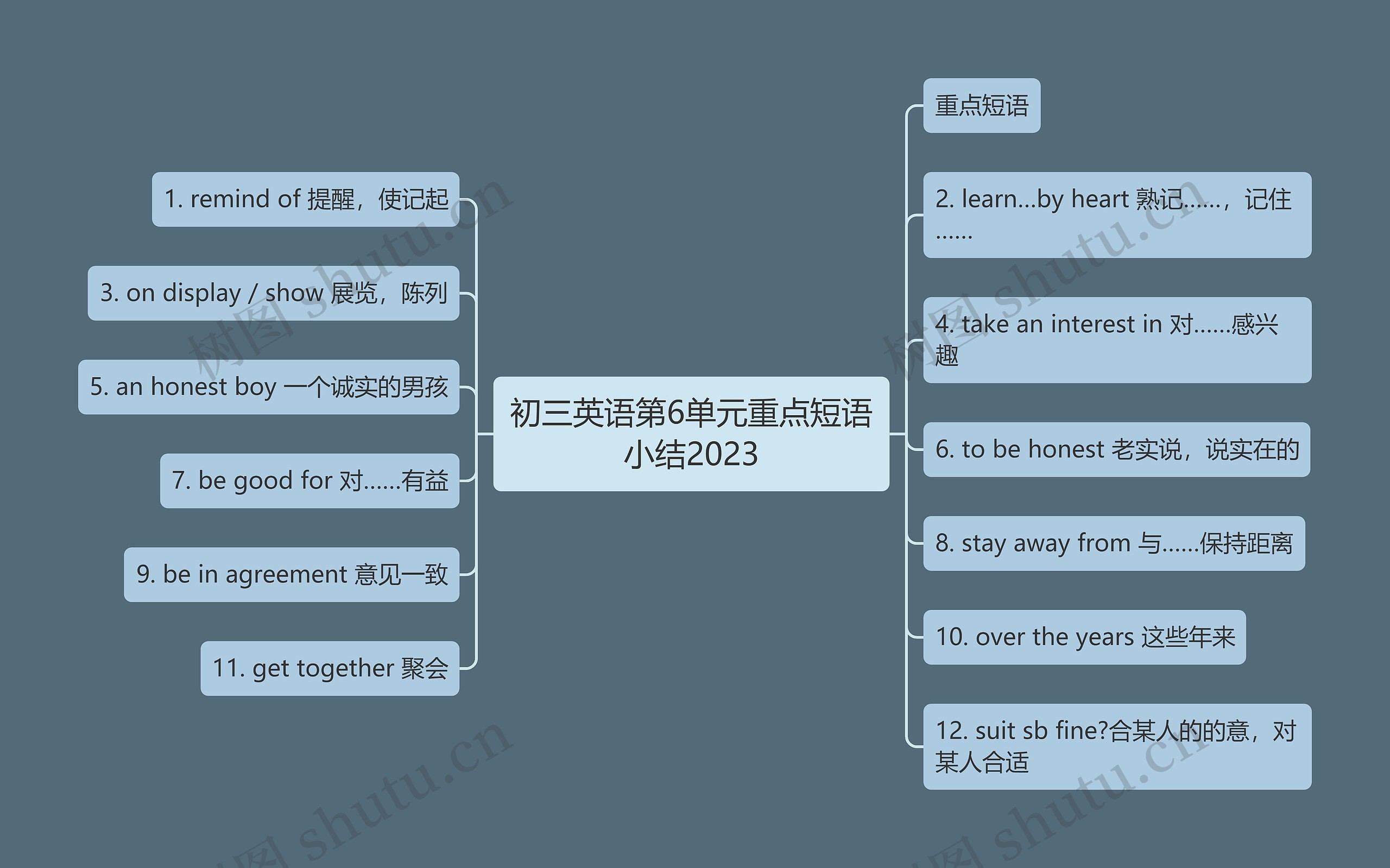 初三英语第6单元重点短语小结2023思维导图