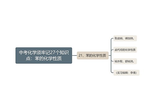 中考化学须牢记27个知识点：苯的化学性质