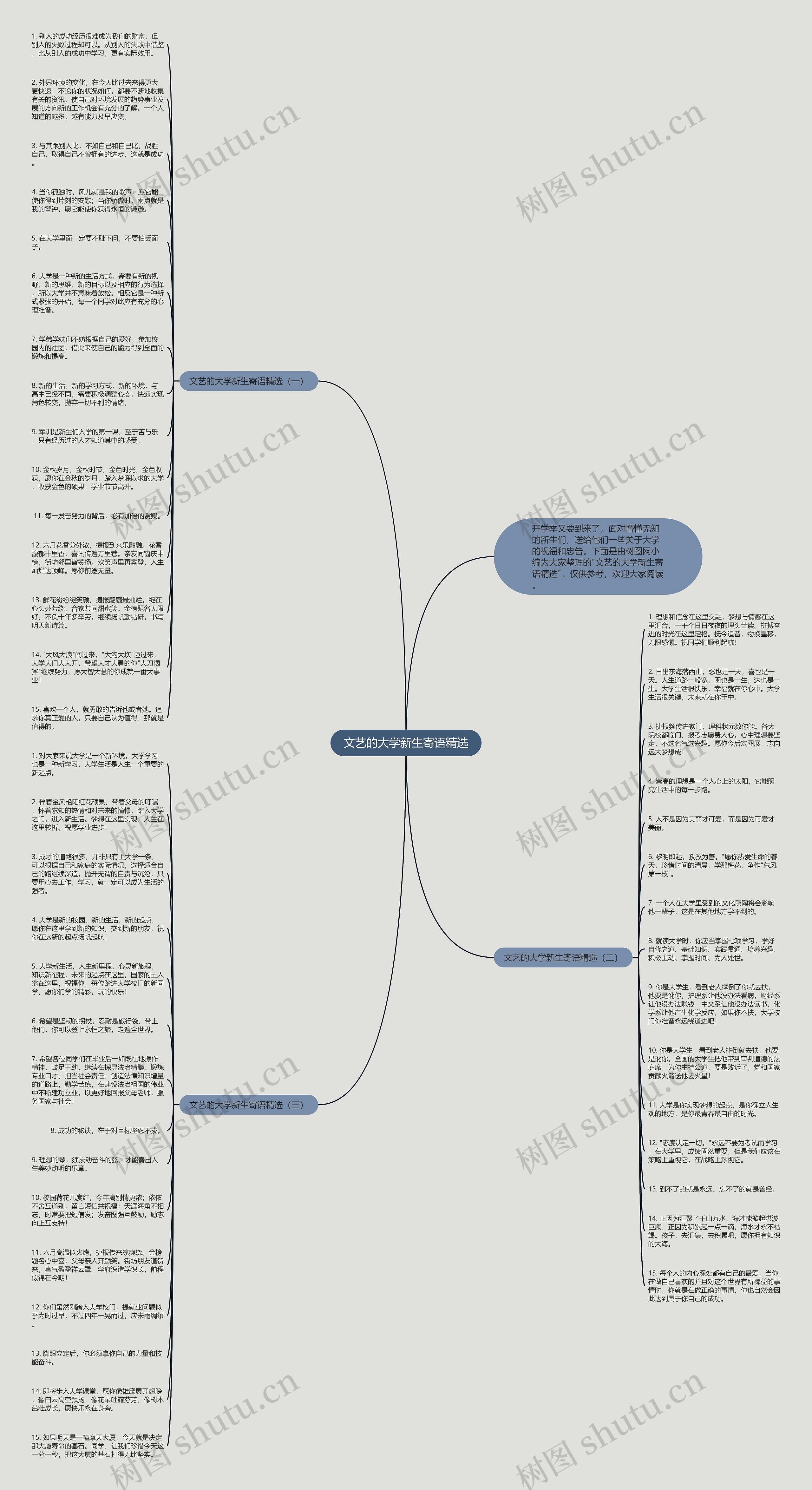 文艺的大学新生寄语精选思维导图高清图 文艺的大学新生寄语精选思维导图
