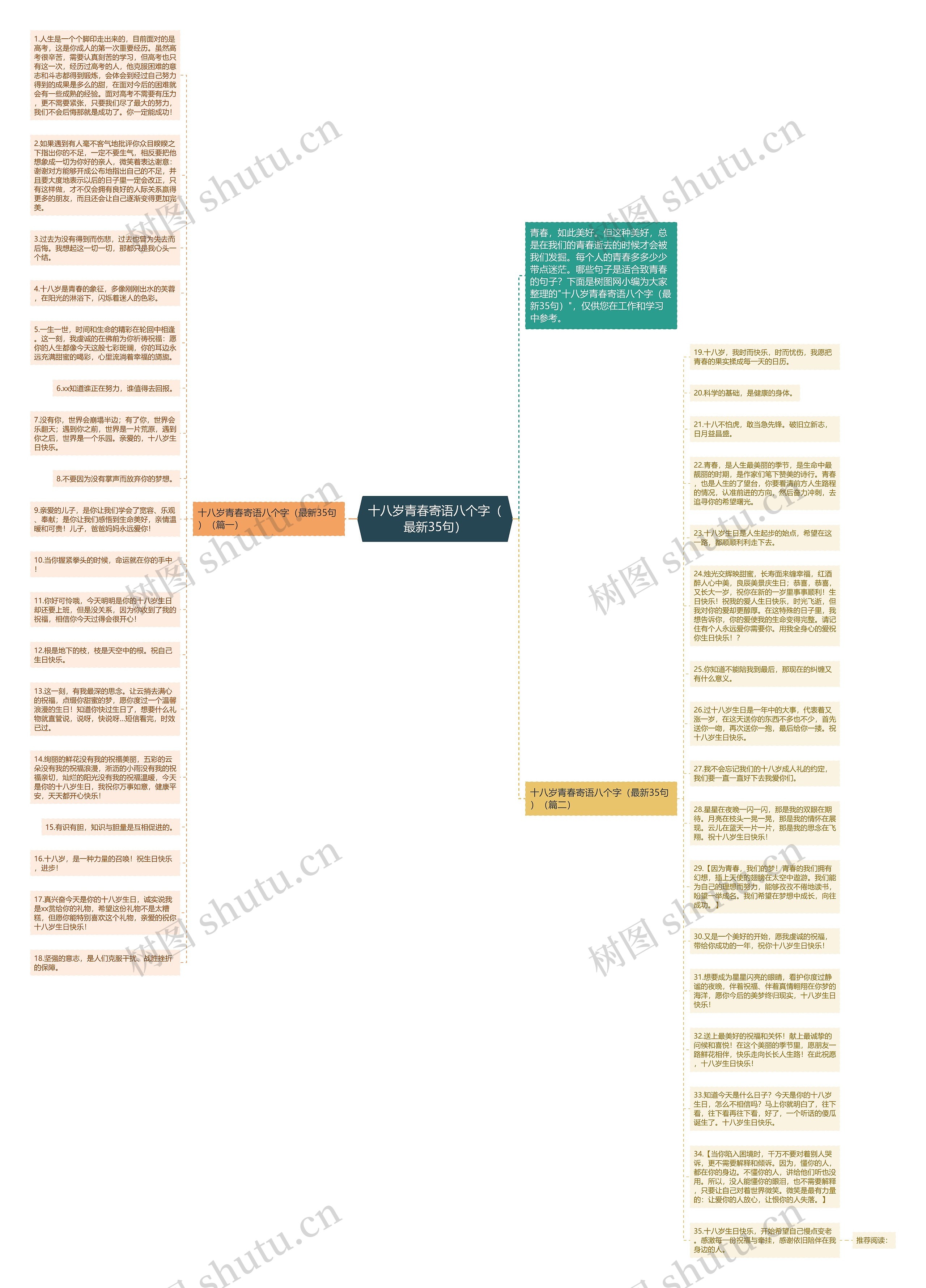 十八岁青春寄语八个字（最新35句）思维导图