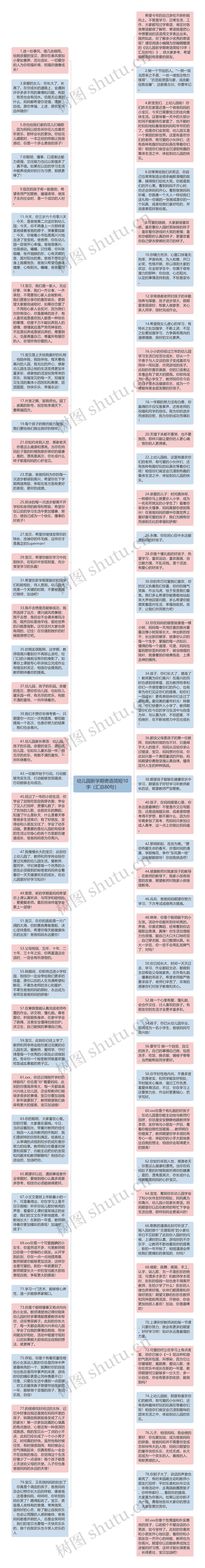 幼儿园新学期寄语简短10字（汇总80句）