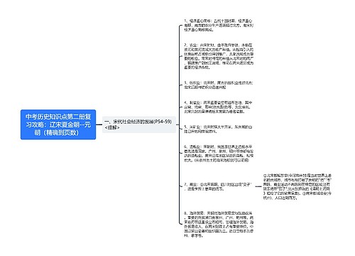 中考历史知识点第二册复习攻略：辽宋夏金朝--元朝（精确到页数）