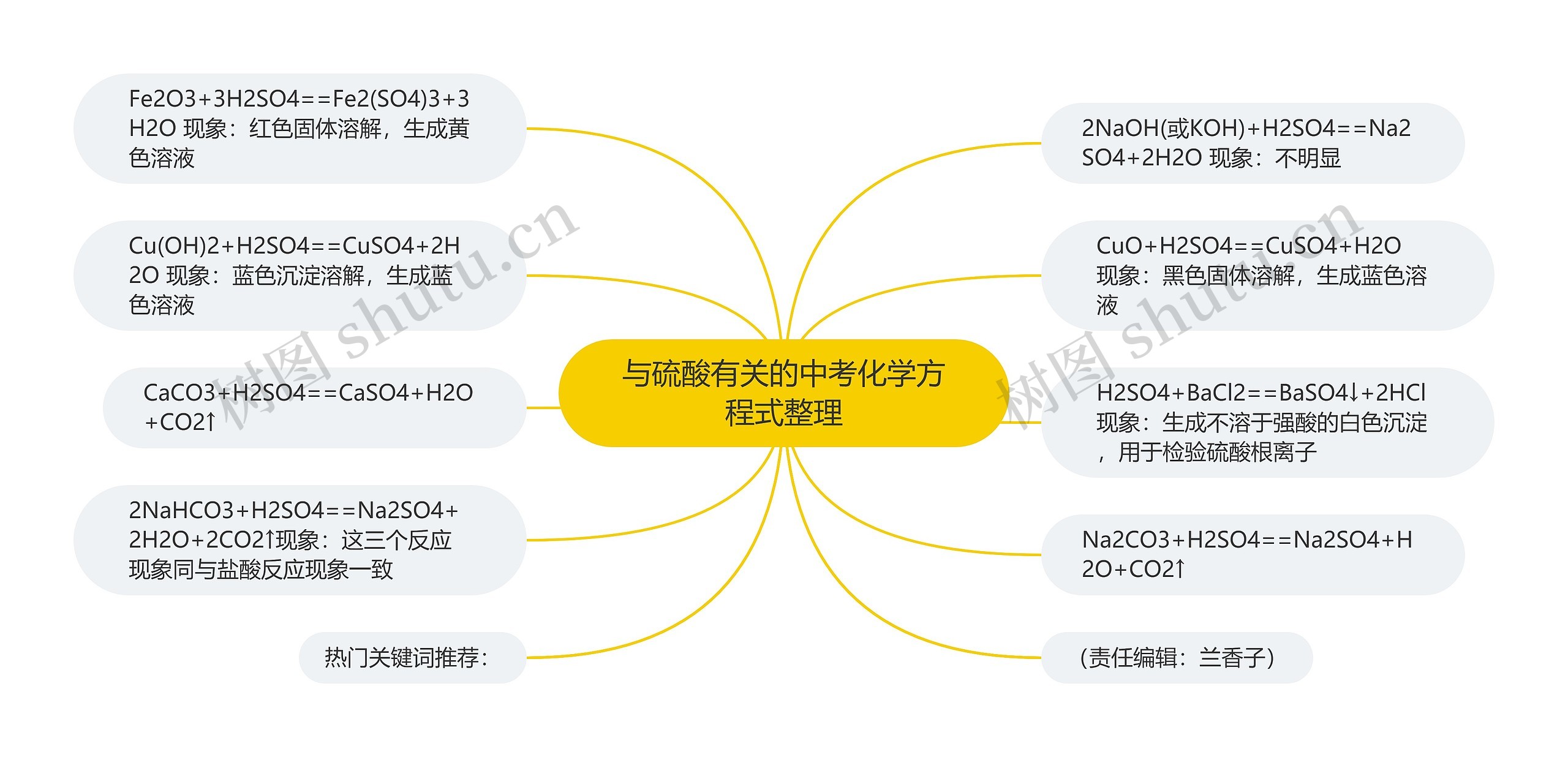 与硫酸有关的中考化学方程式整理思维导图