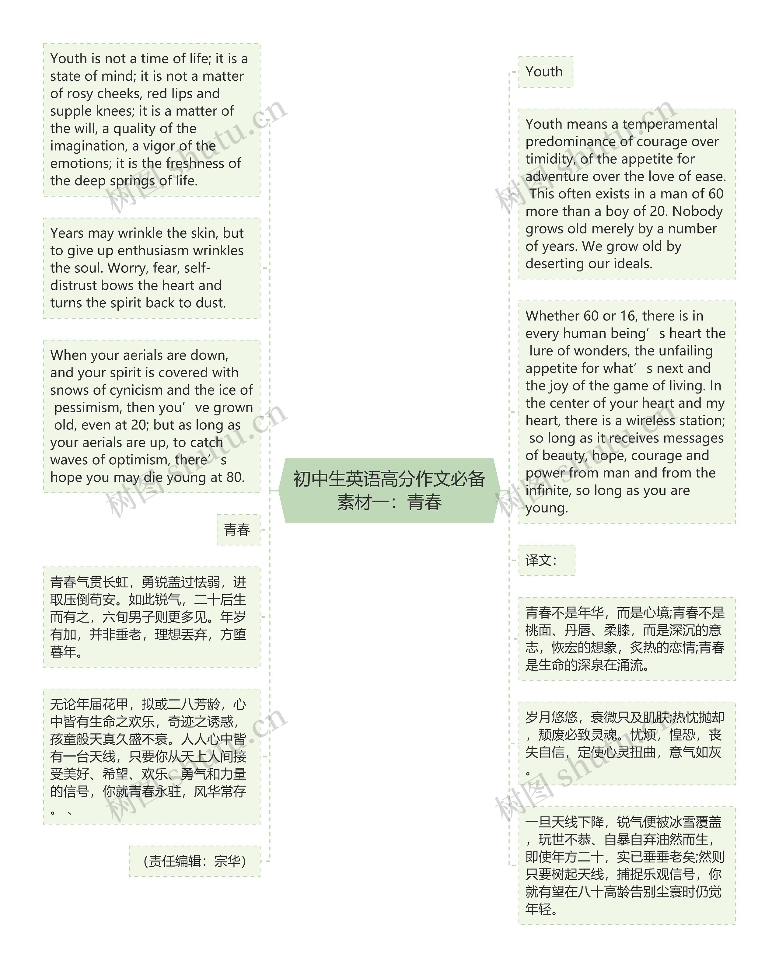 初中生英语高分作文必备素材一：青春