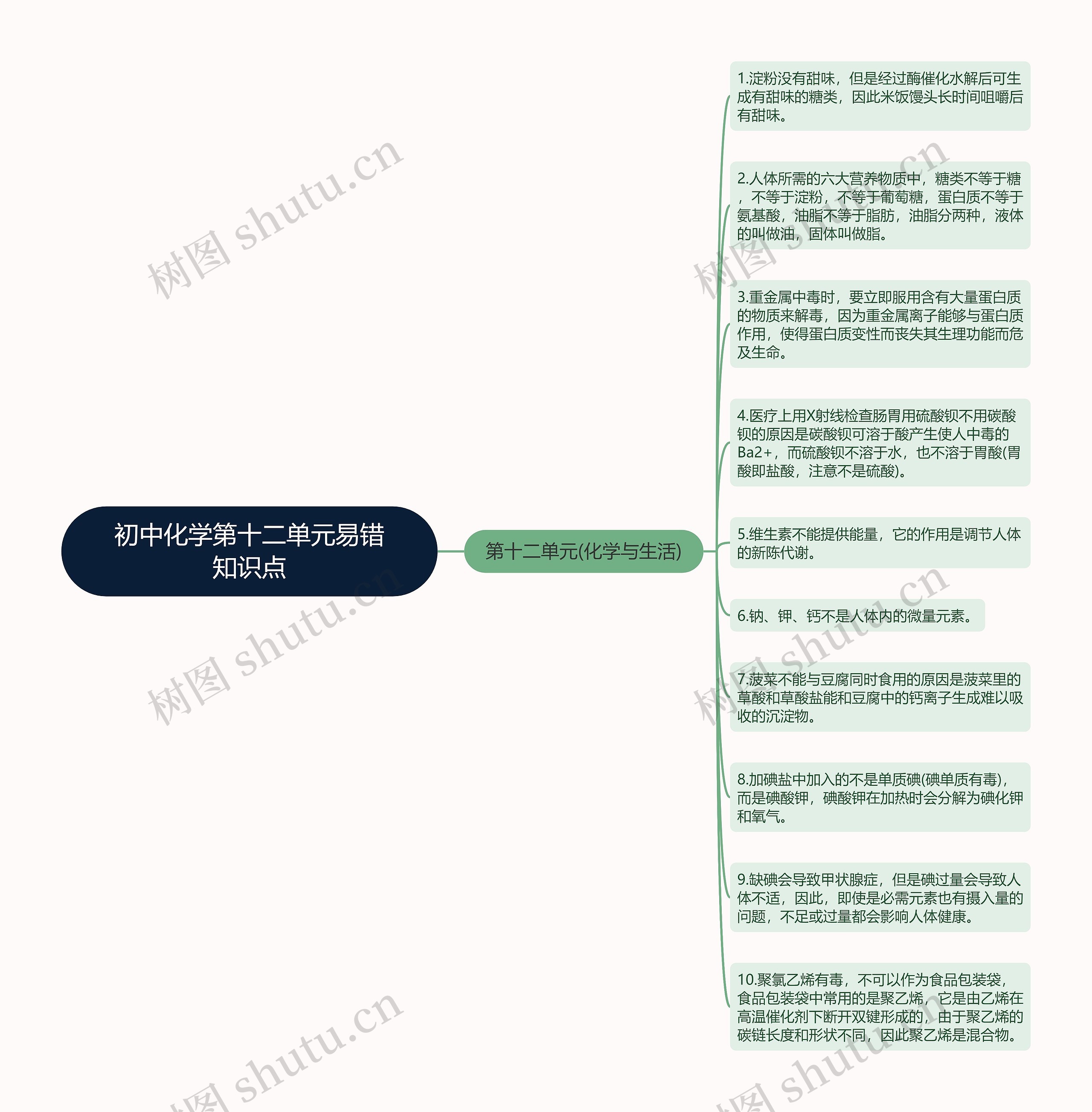 初中化学第十二单元易错知识点