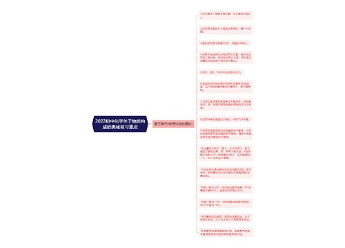 2022初中化学关于物质构成的奥秘复习重点